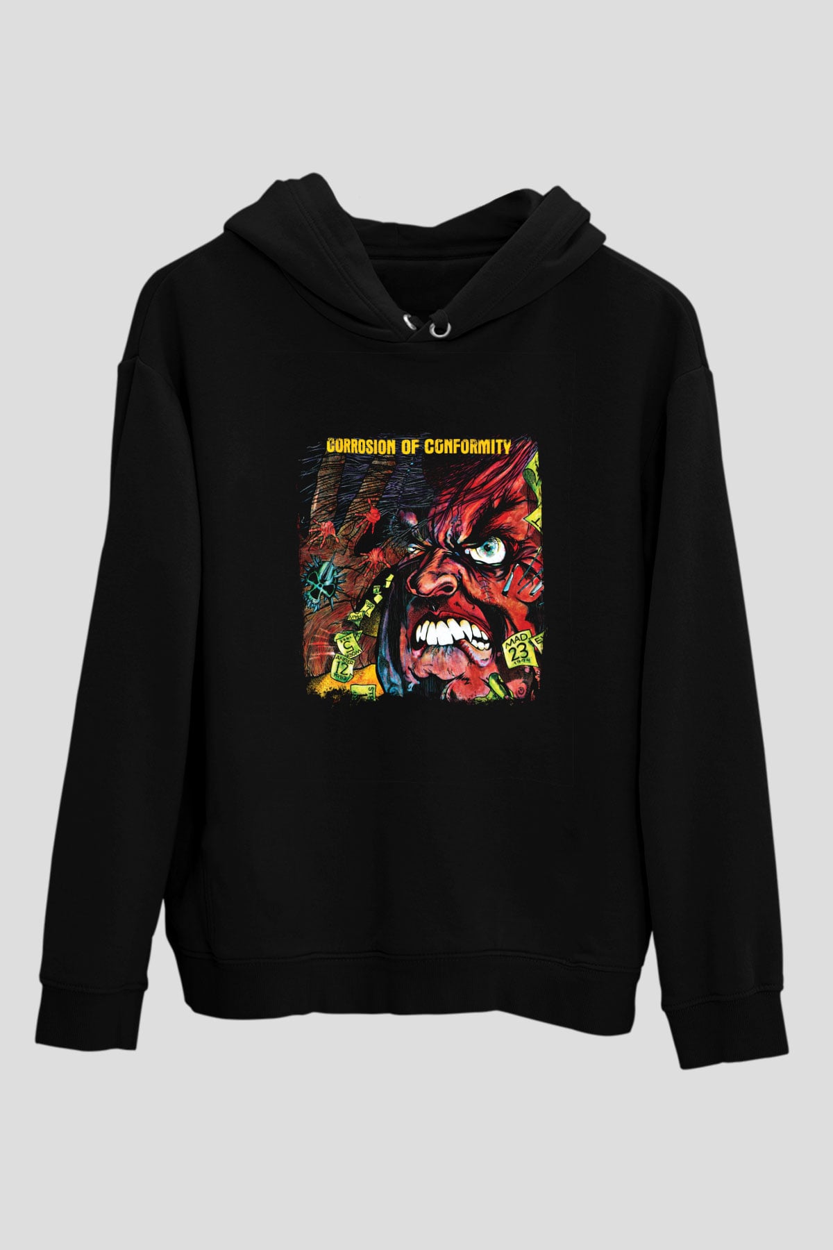 Corrosion of Conformity Baskılı Unisex Siyah Hoodie