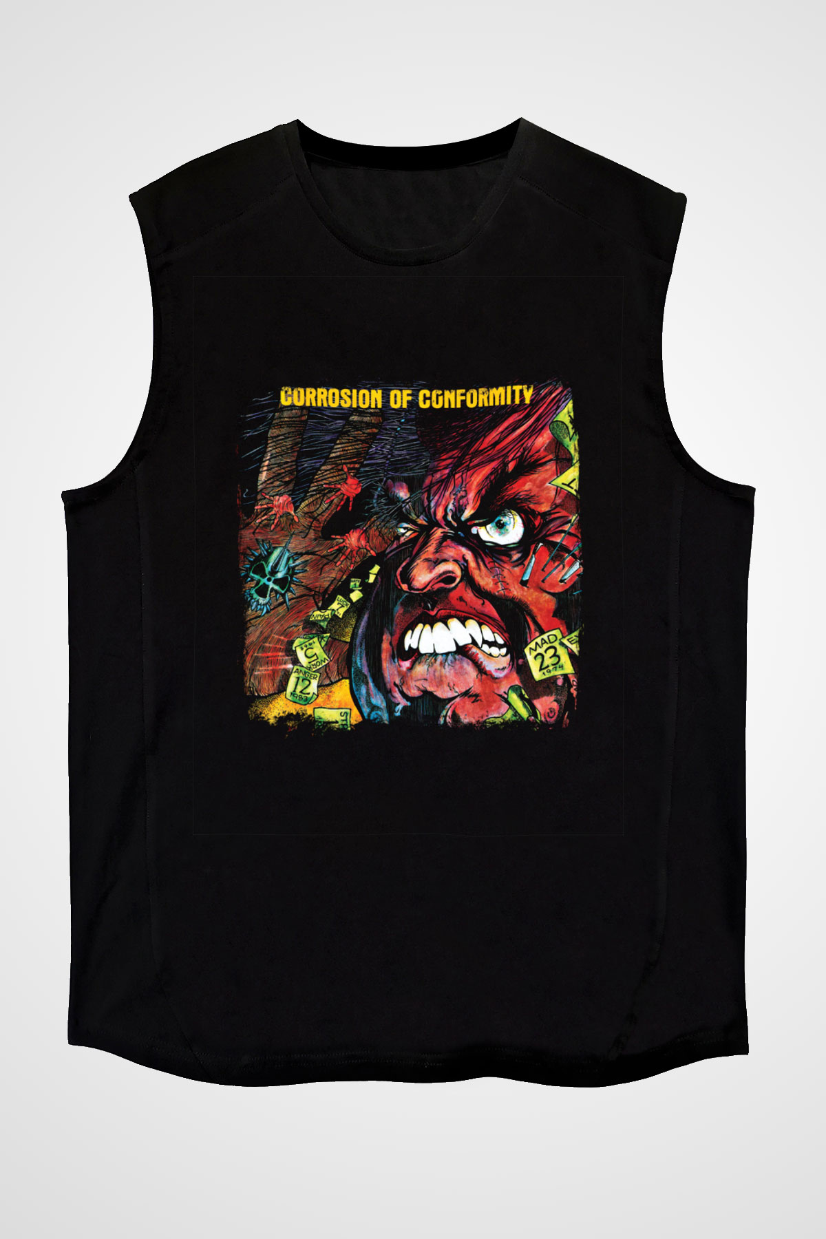 Corrosion of Conformity Baskılı Unisex Siyah Kolsuz Tişört