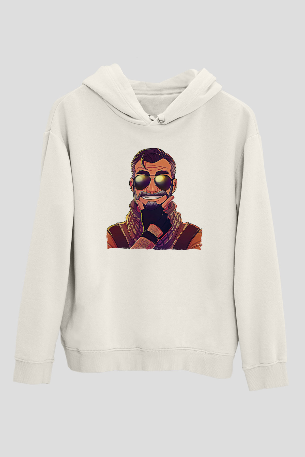 Counter Strike Baskılı Beyaz Unisex Kapüşonlu Sweatshirt