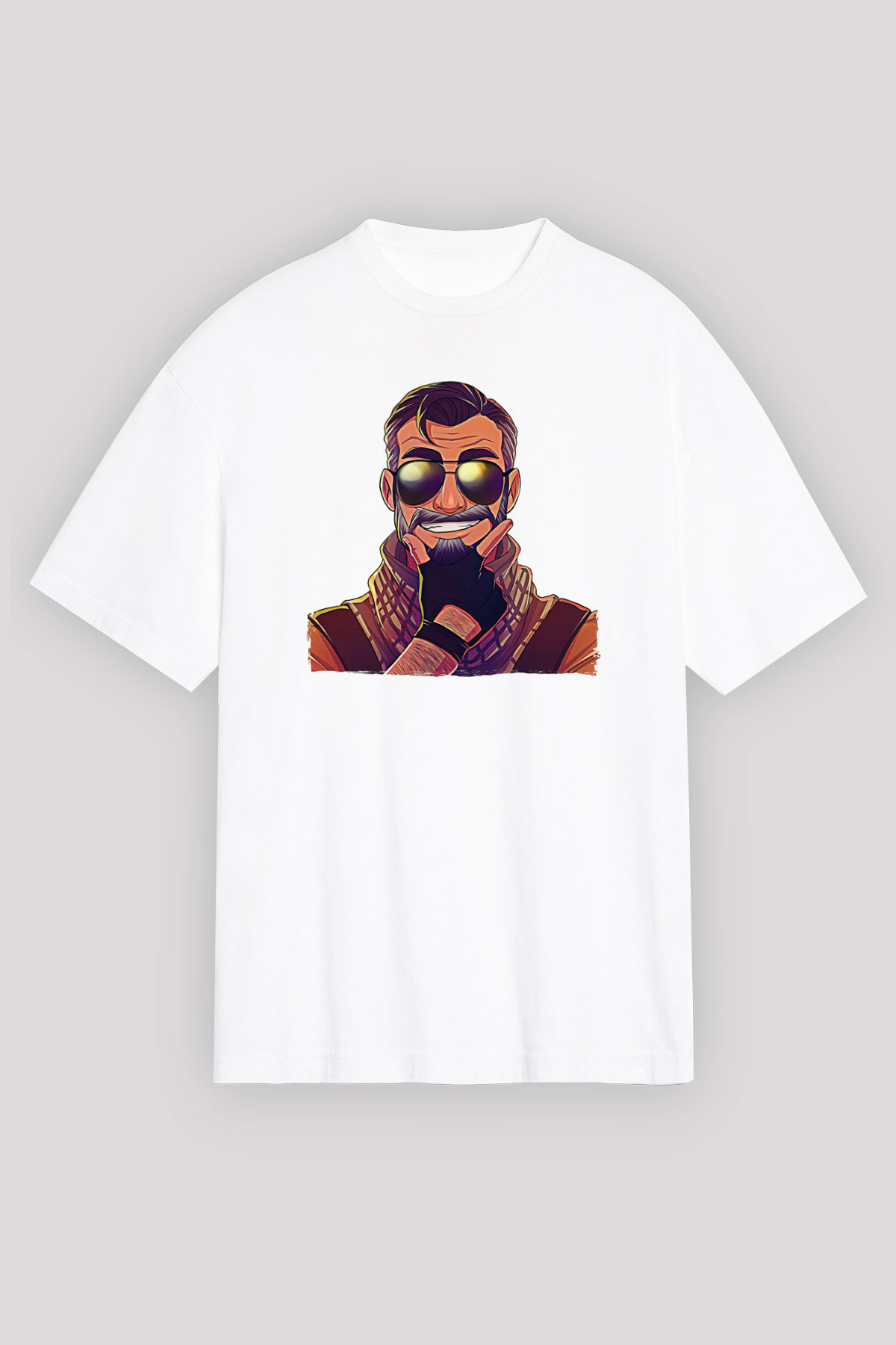 Counter Strike Baskılı Beyaz Unisex Oversize Tişört - Tshirt