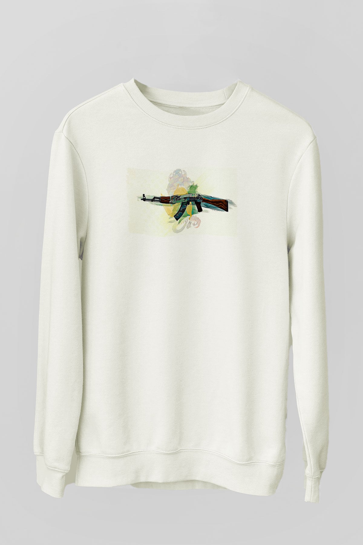 Counter Strike Baskılı Beyaz Unisex Sweatshirt