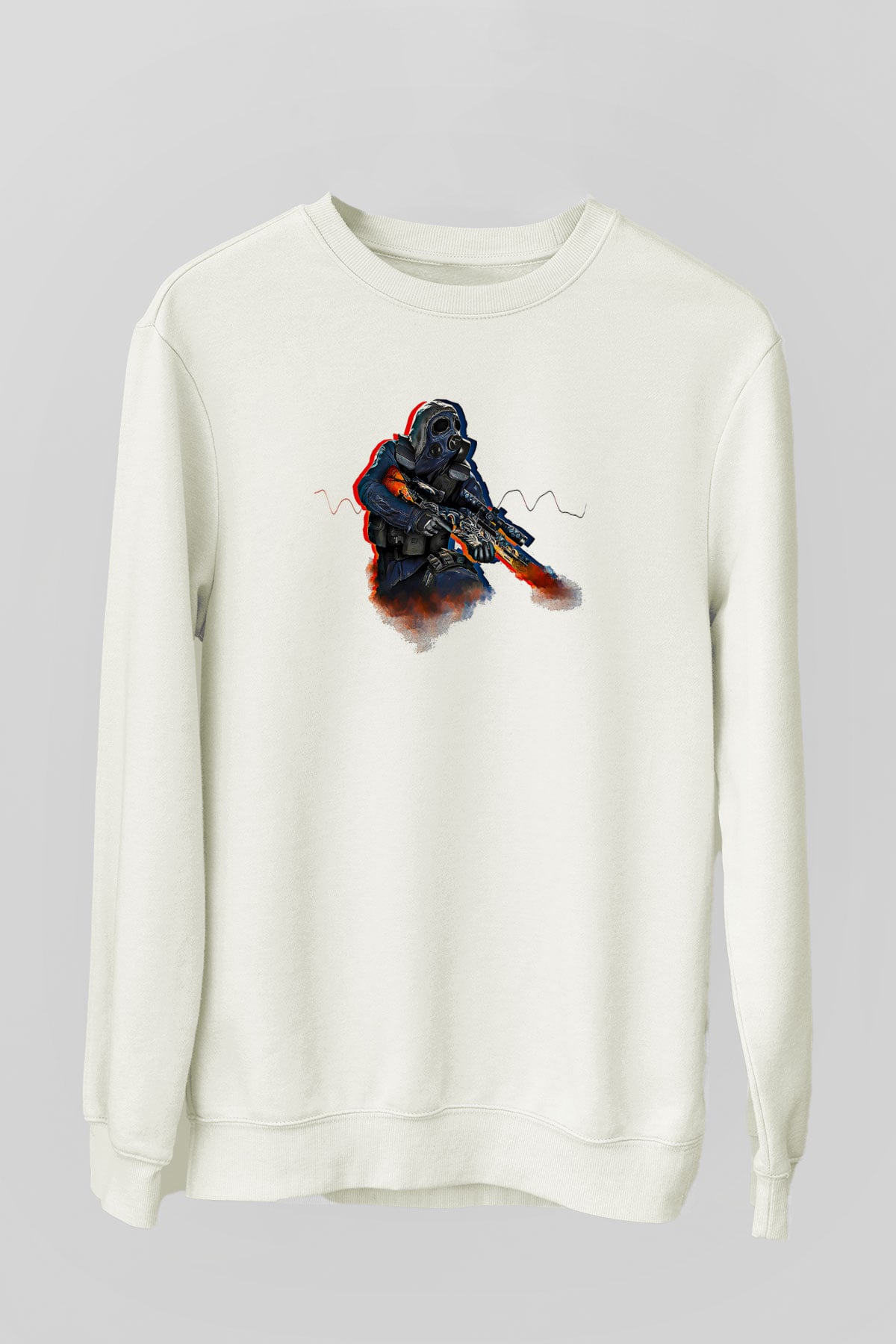 Counter Strike Baskılı Beyaz Unisex Sweatshirt