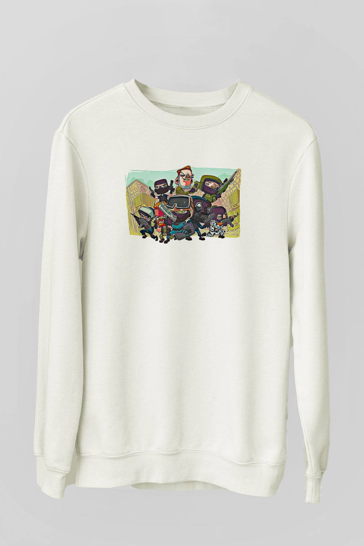 Counter Strike Baskılı Beyaz Unisex Sweatshirt