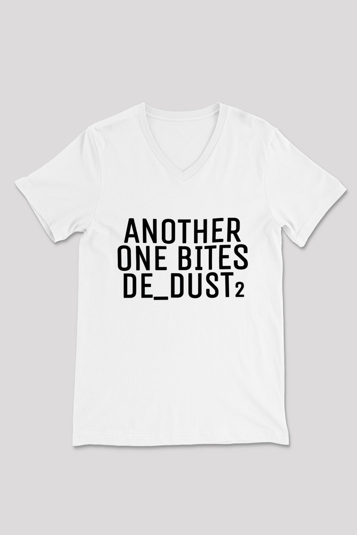 Counter Strike Baskılı Beyaz Unisex V Yaka Tişört - Tshirt
