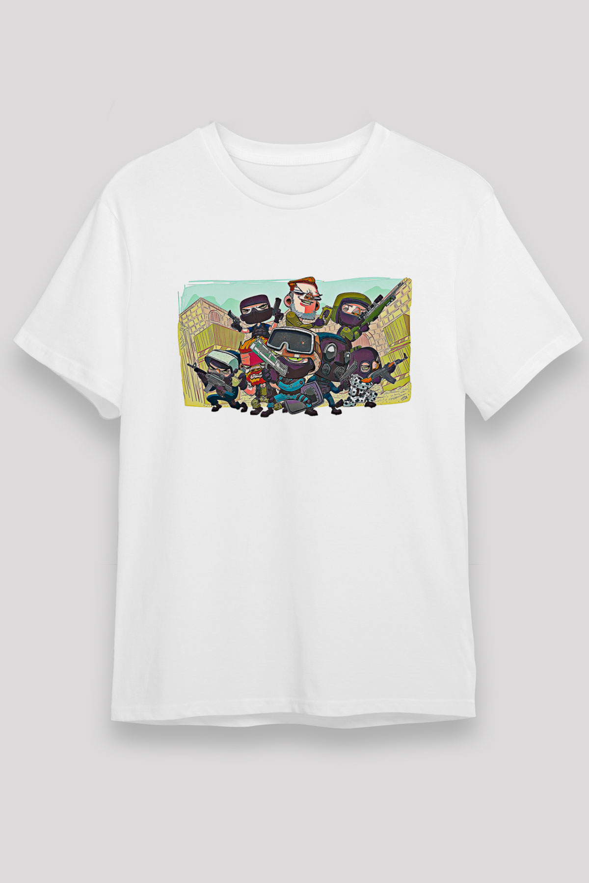 Counter Strike Baskılı Unisex Beyaz Tişört - Tshirt