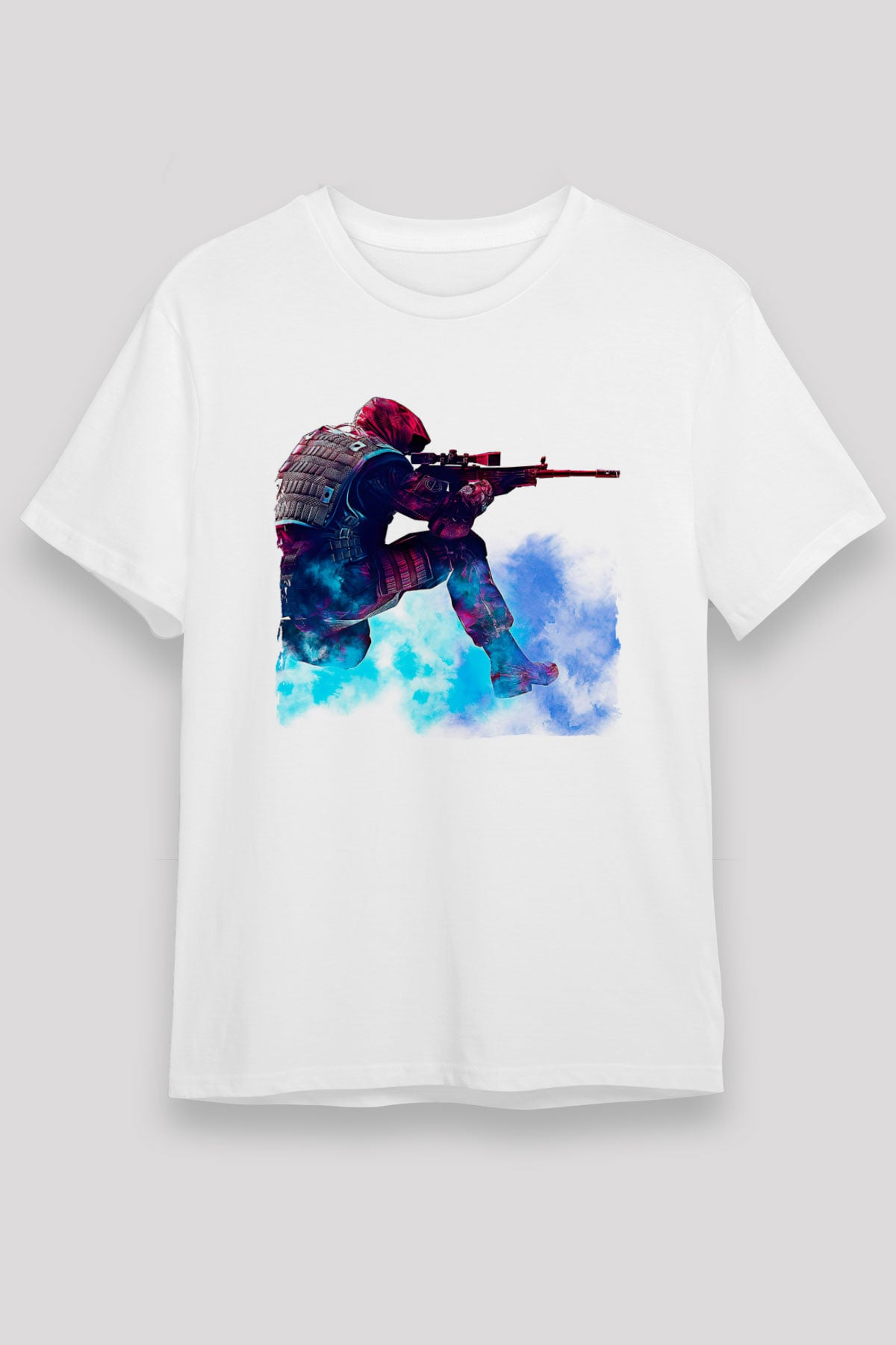 Counter Strike Baskılı Unisex Beyaz Tişört - Tshirt