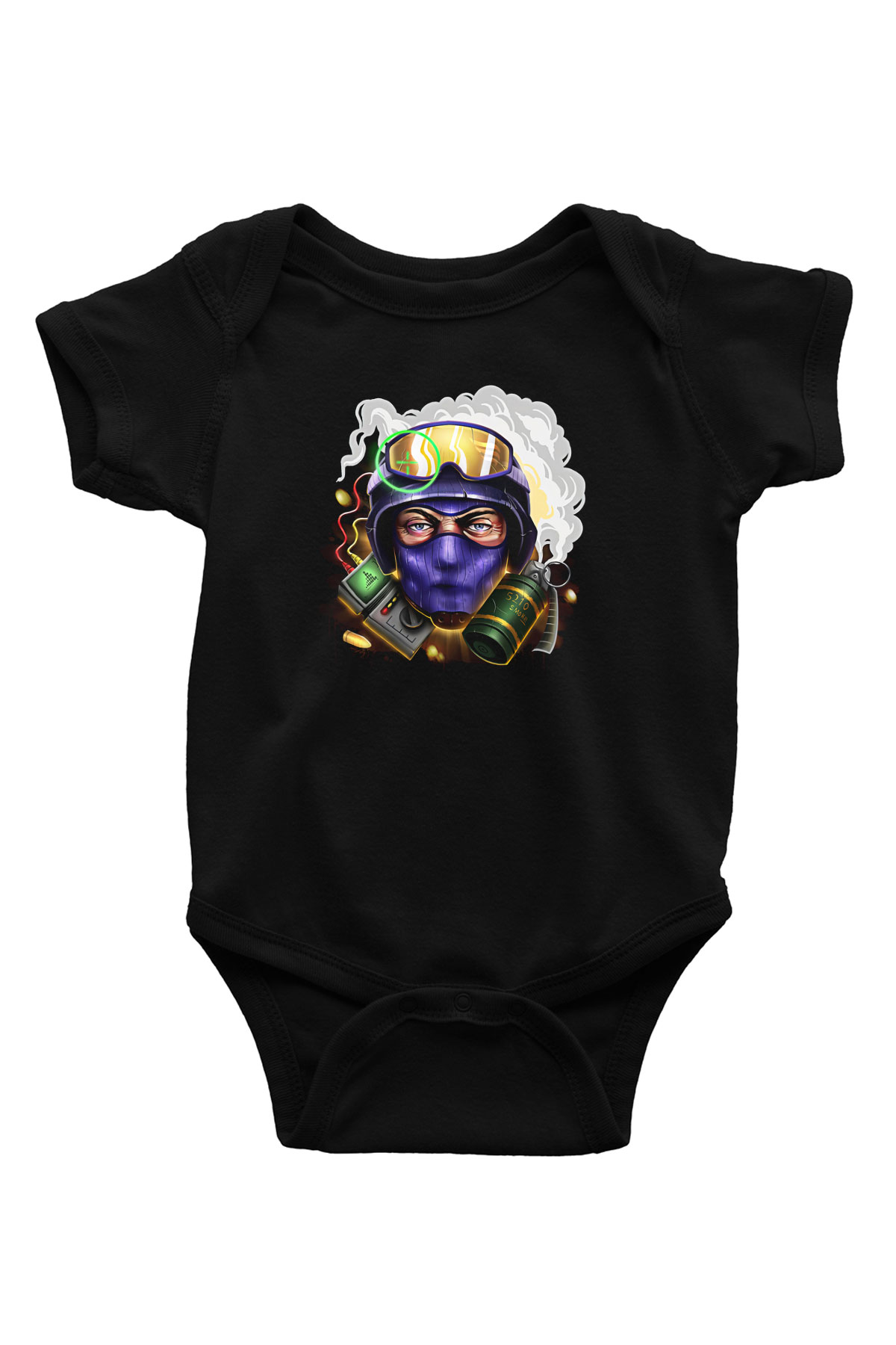 Counter Strike Baskılı Unisex Siyah Bebek Body - Zıbın
