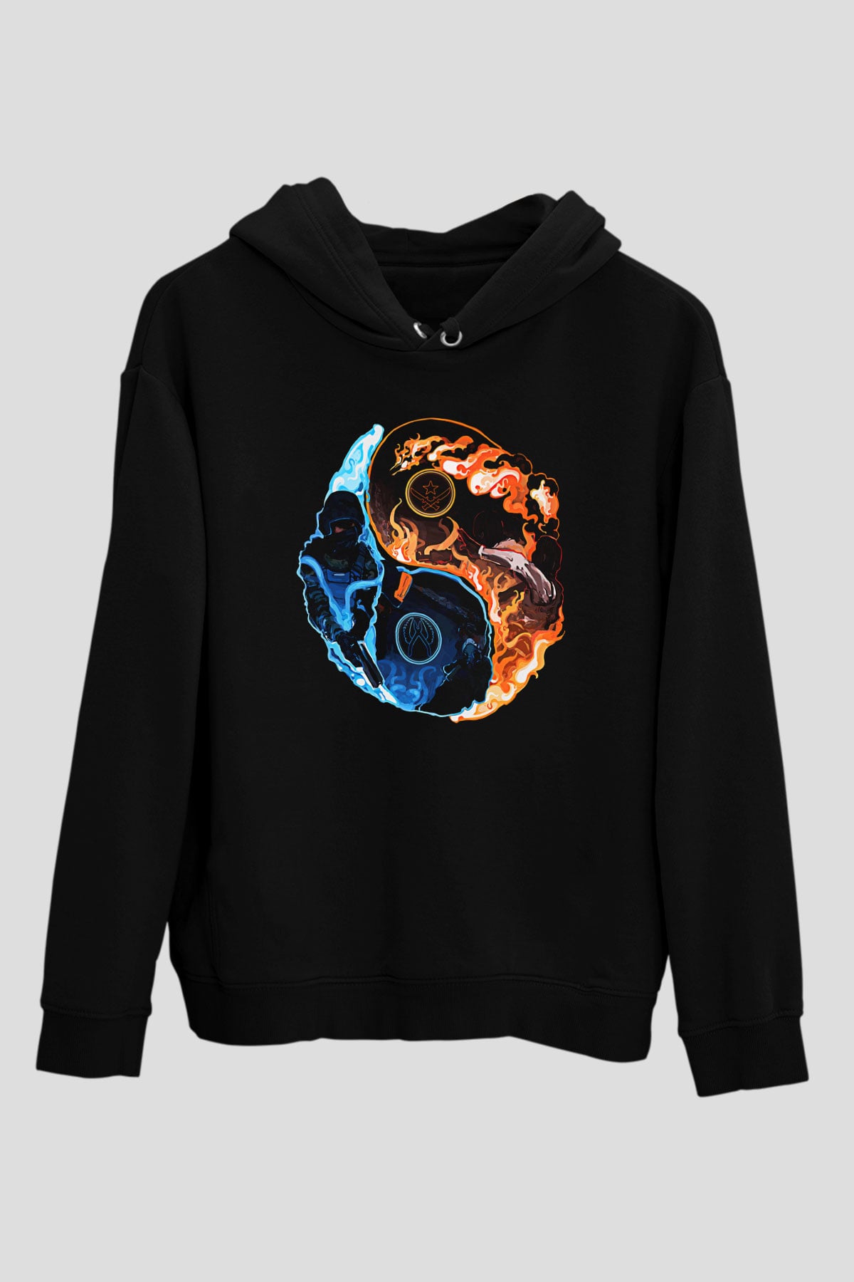 Counter Strike Baskılı Unisex Siyah Kapüşonlu Sweatshirt