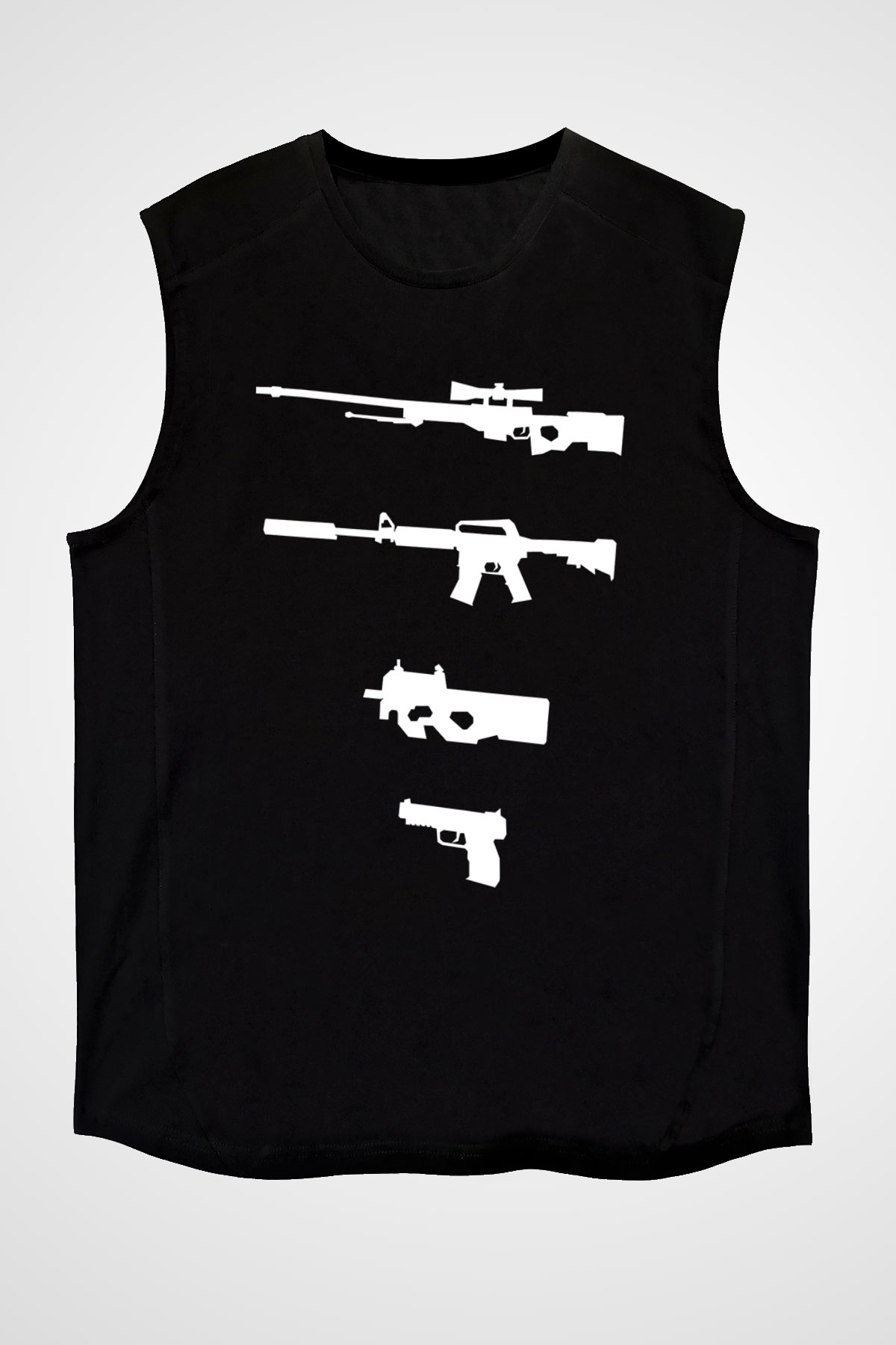 Counter Strike Baskılı Unisex Siyah Kolsuz Tişört - Tshirt