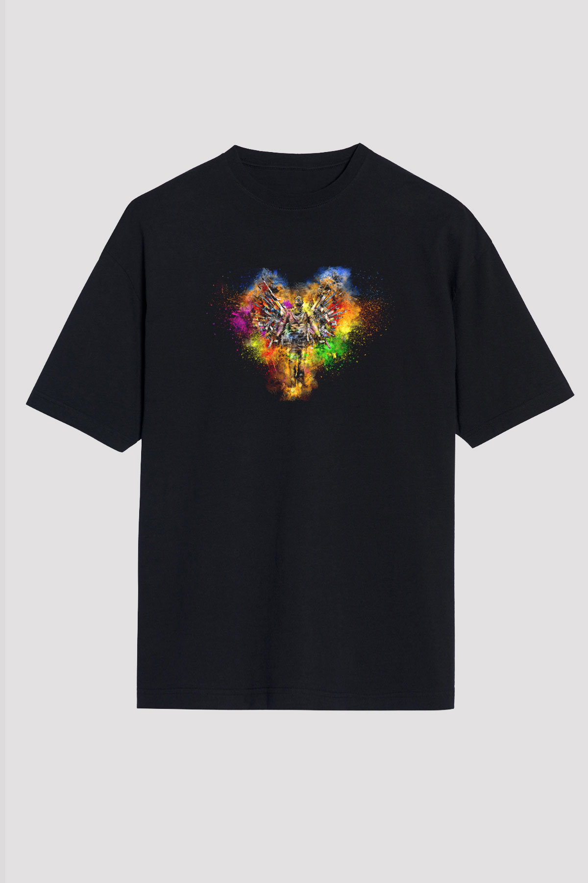 Counter Strike Baskılı Unisex Siyah Oversize Tişört - Tshirt