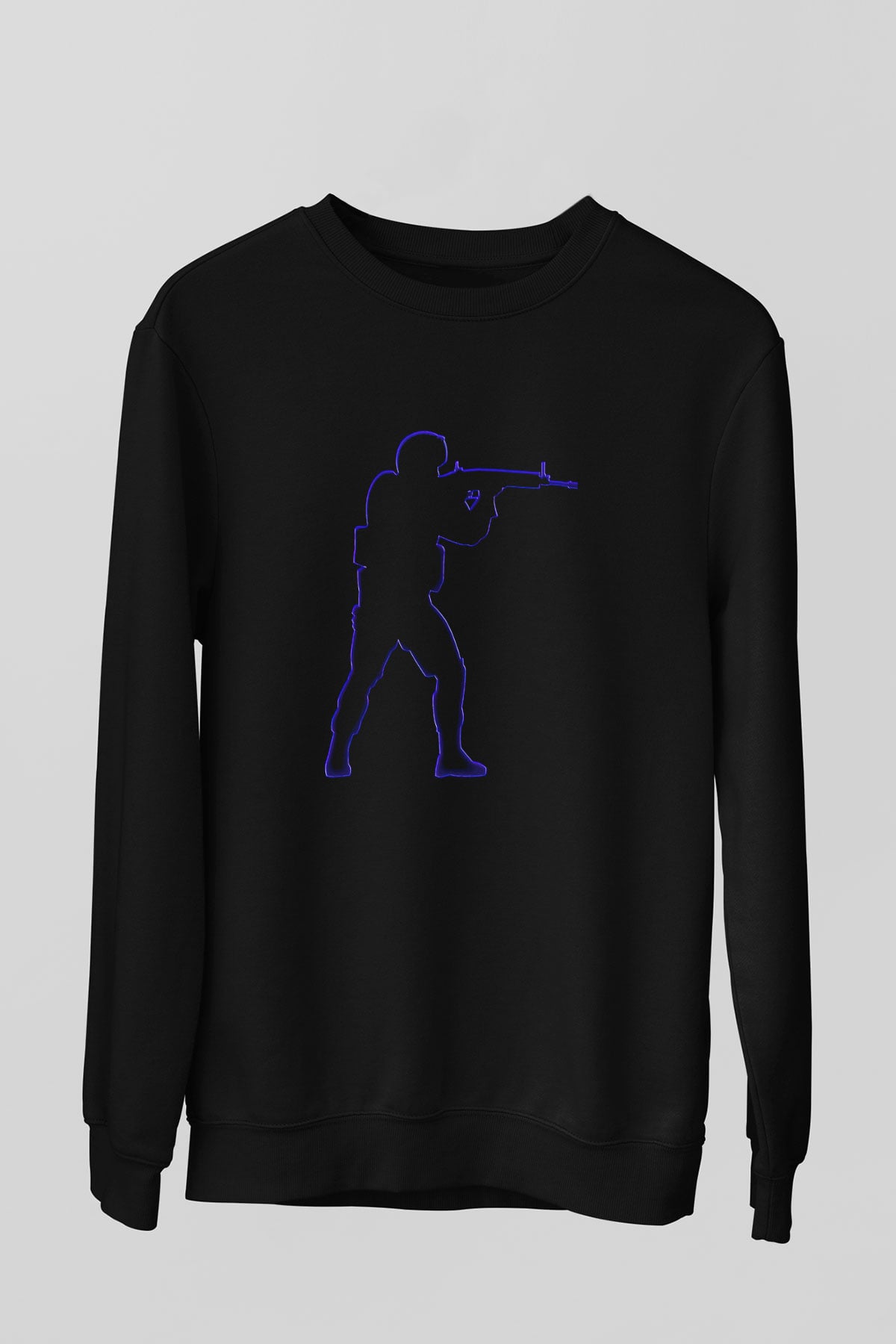 Counter Strike Baskılı Unisex Siyah Sweatshirt
