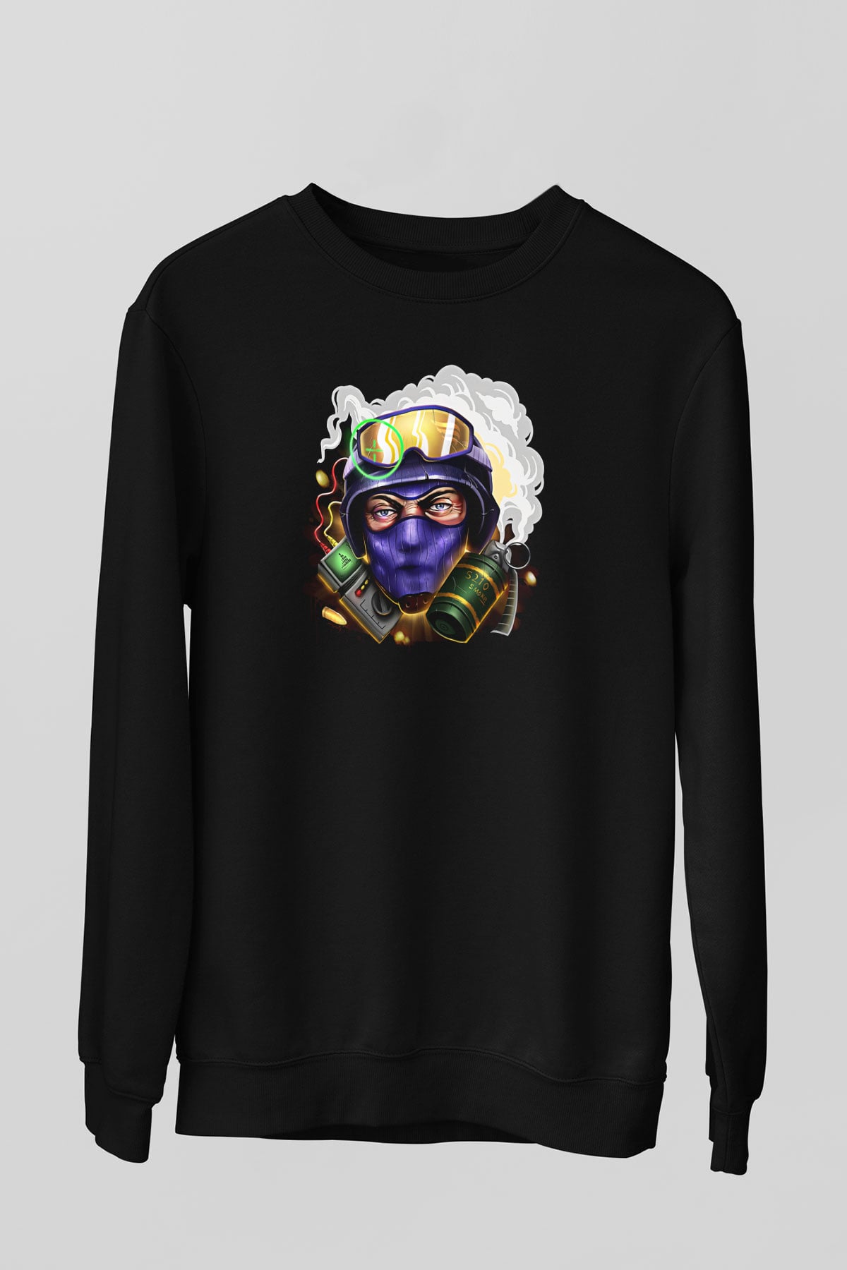 Counter Strike Baskılı Unisex Siyah Sweatshirt