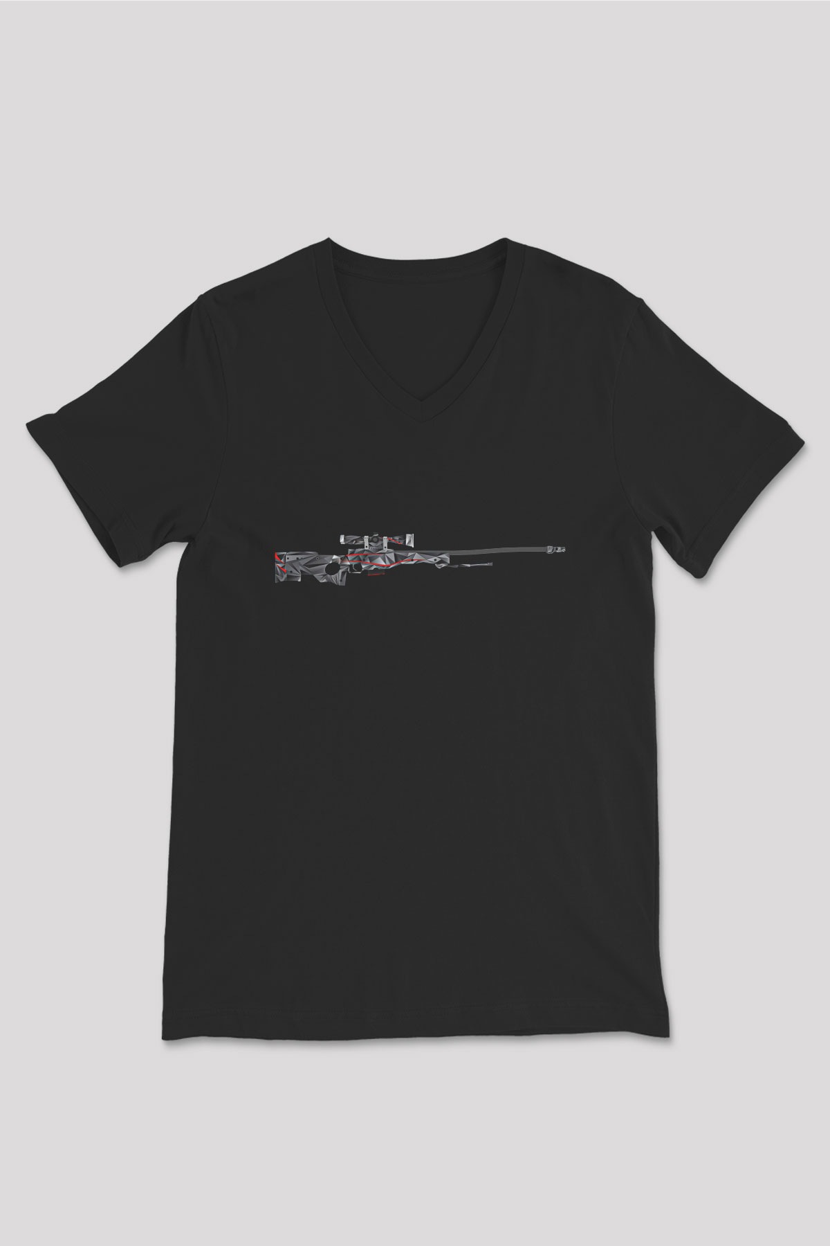 Counter Strike Baskılı Unisex Siyah V Yaka Tişört - Tshirt