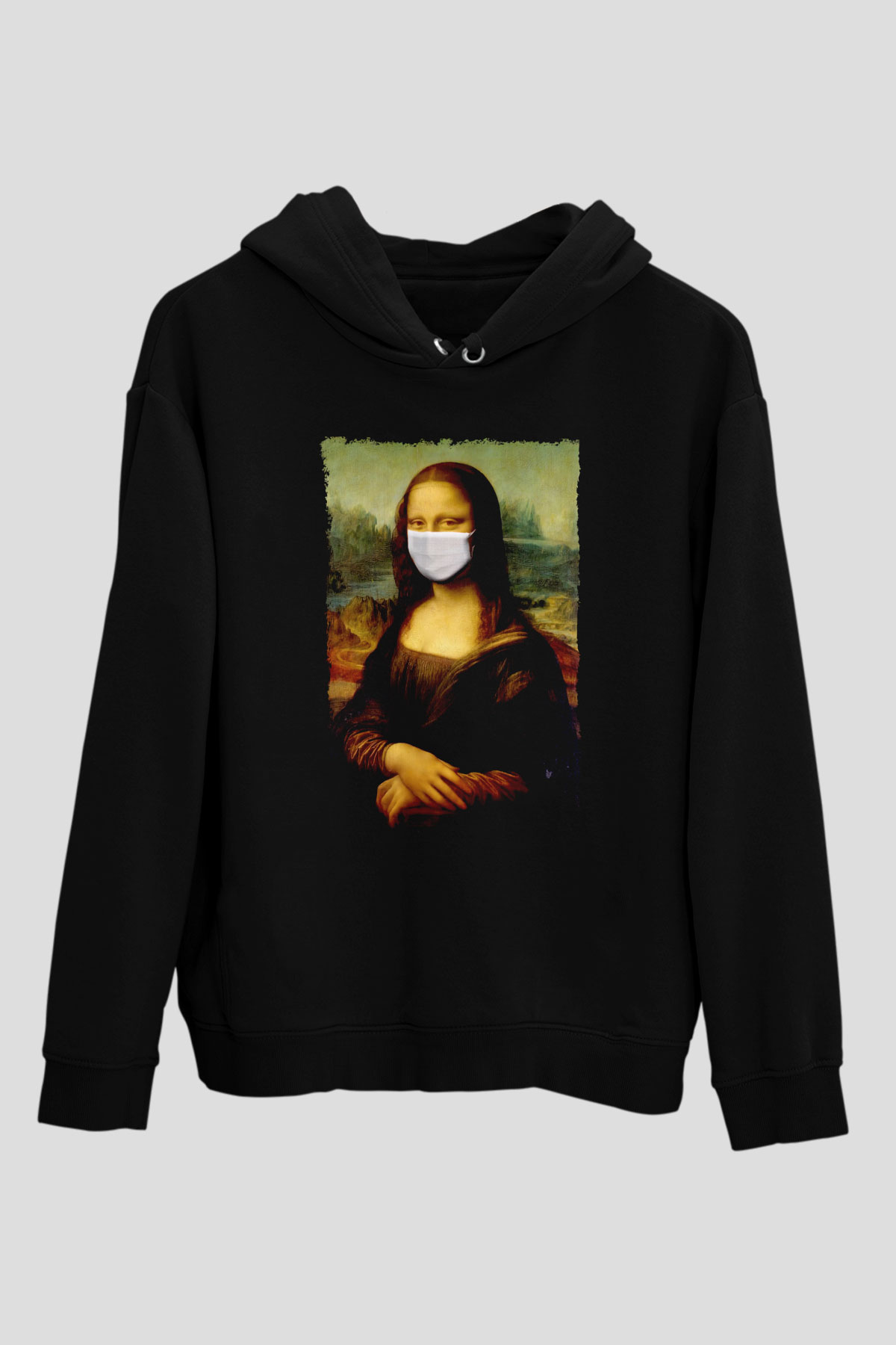 Covid Korona Mona LisaSiyah  Unisex Hoodie
