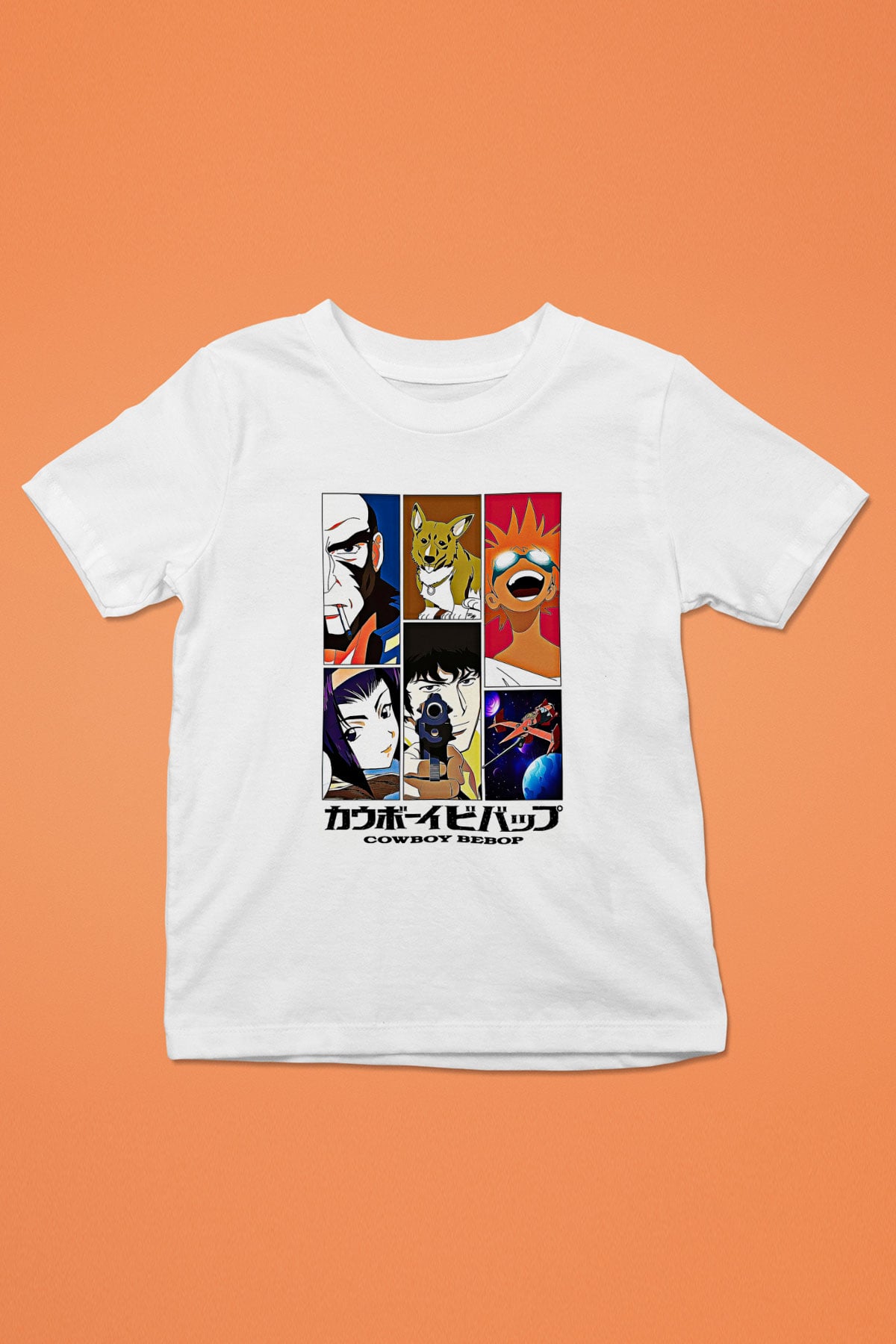 Cowboy Bebop Baskılı Beyaz Unisex Beyaz Çocuk Tişört - Tshirt