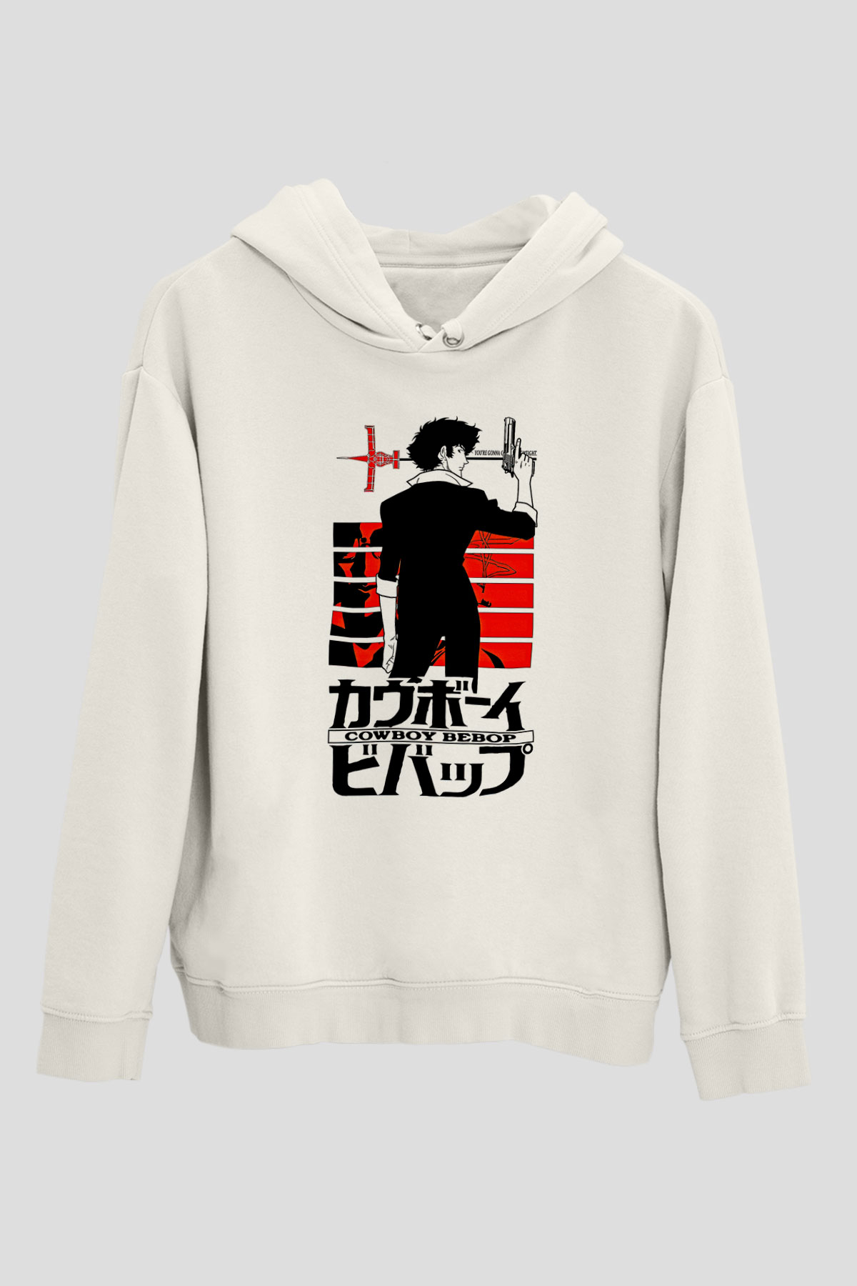 Cowboy Bebop Baskılı Beyaz Unisex Hoodie