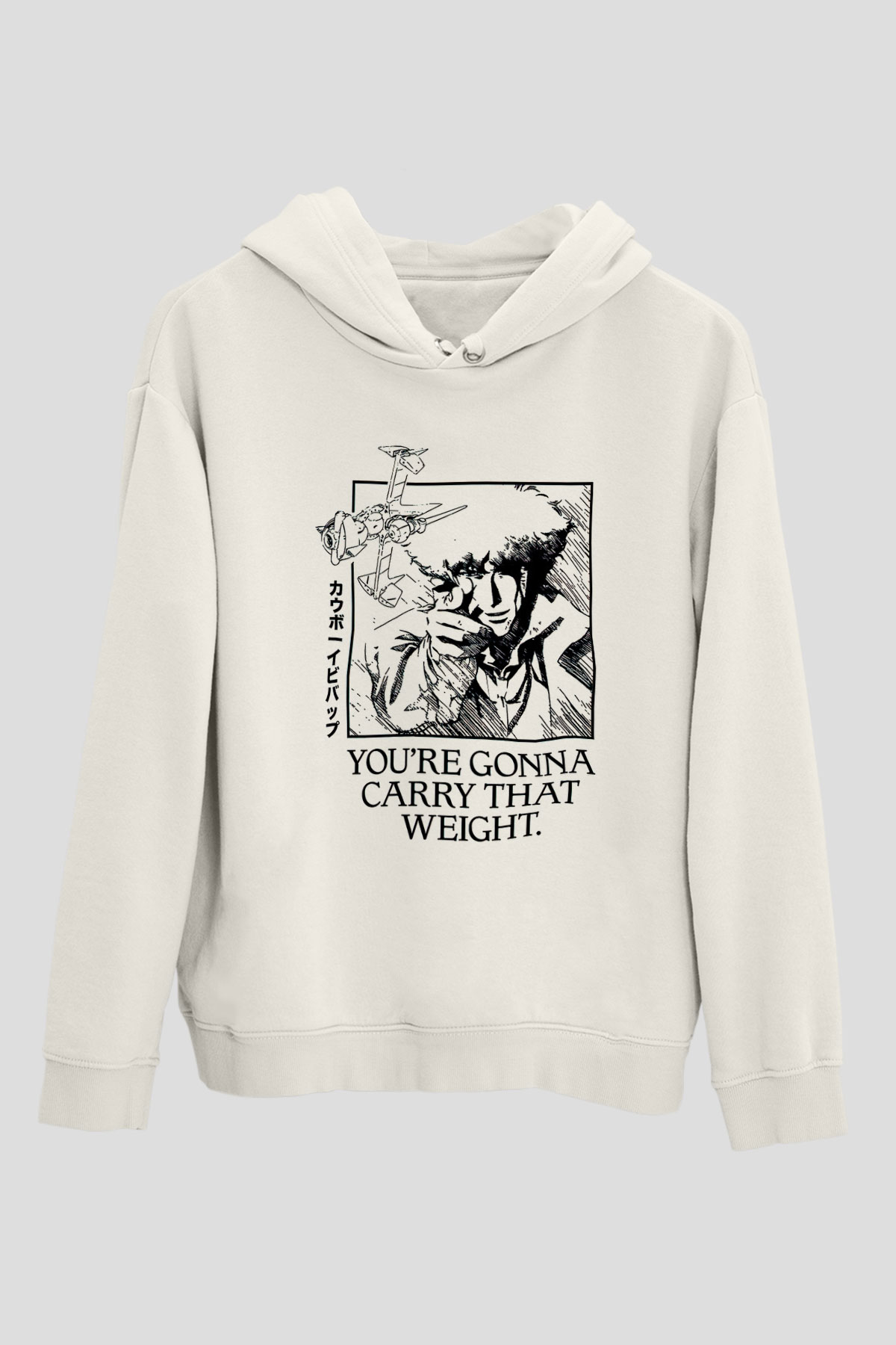 Cowboy Bebop Baskılı Beyaz Unisex Hoodie