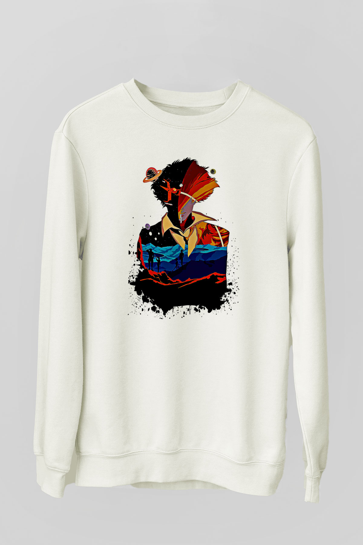 Cowboy Bebop Baskılı Beyaz Unisex Sweatshirt