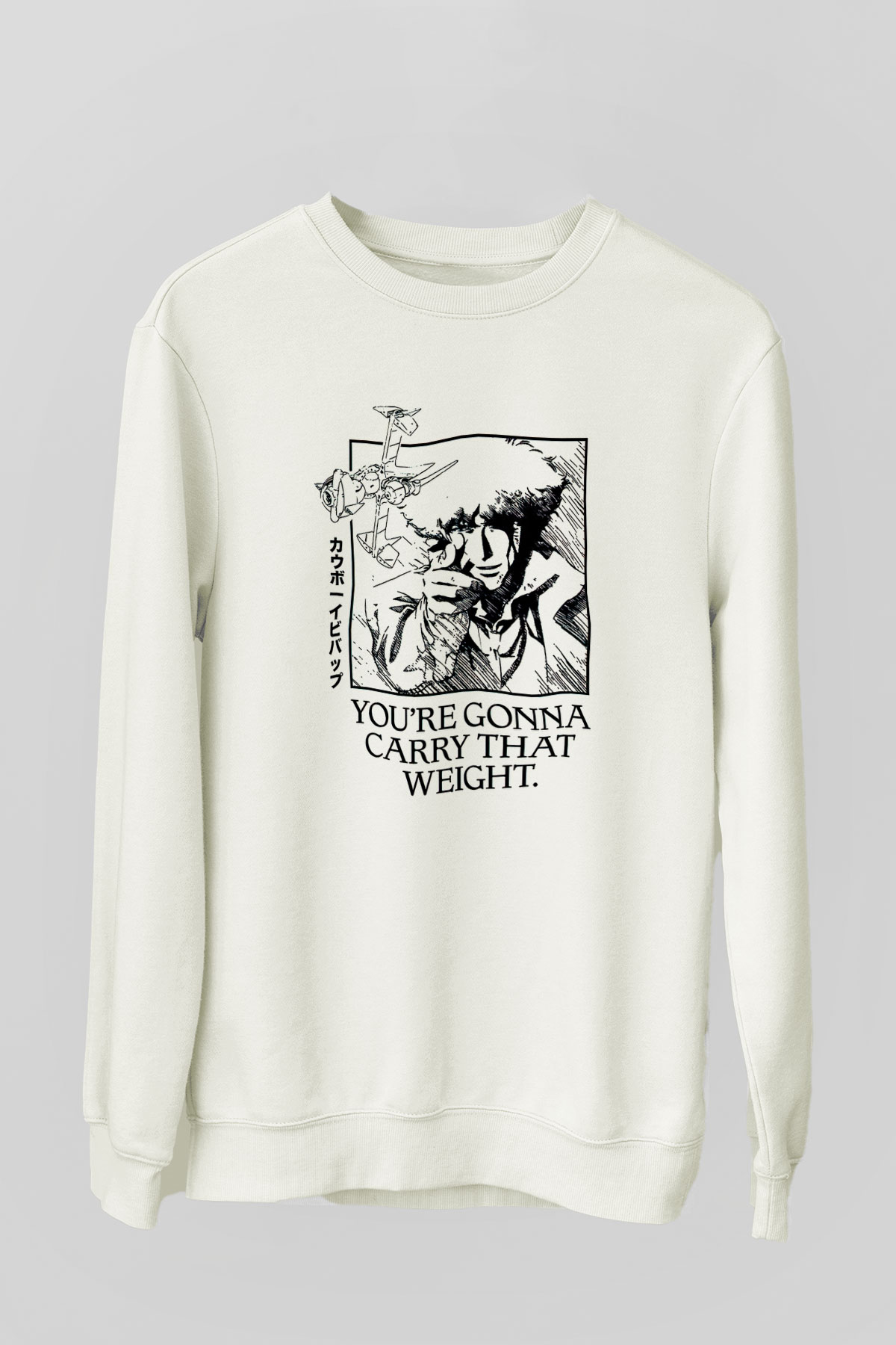 Cowboy Bebop Baskılı Beyaz Unisex Sweatshirt