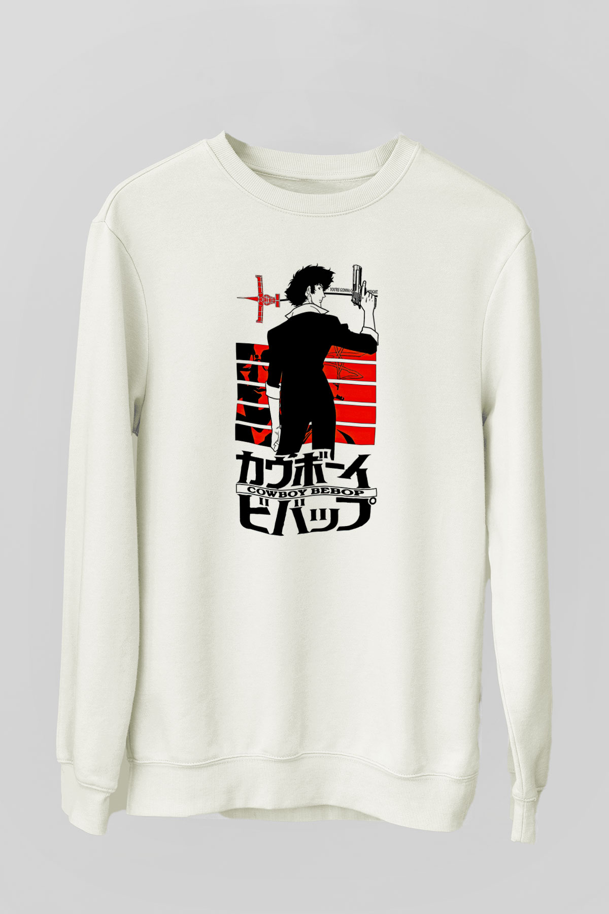 Cowboy Bebop Baskılı Beyaz Unisex Sweatshirt