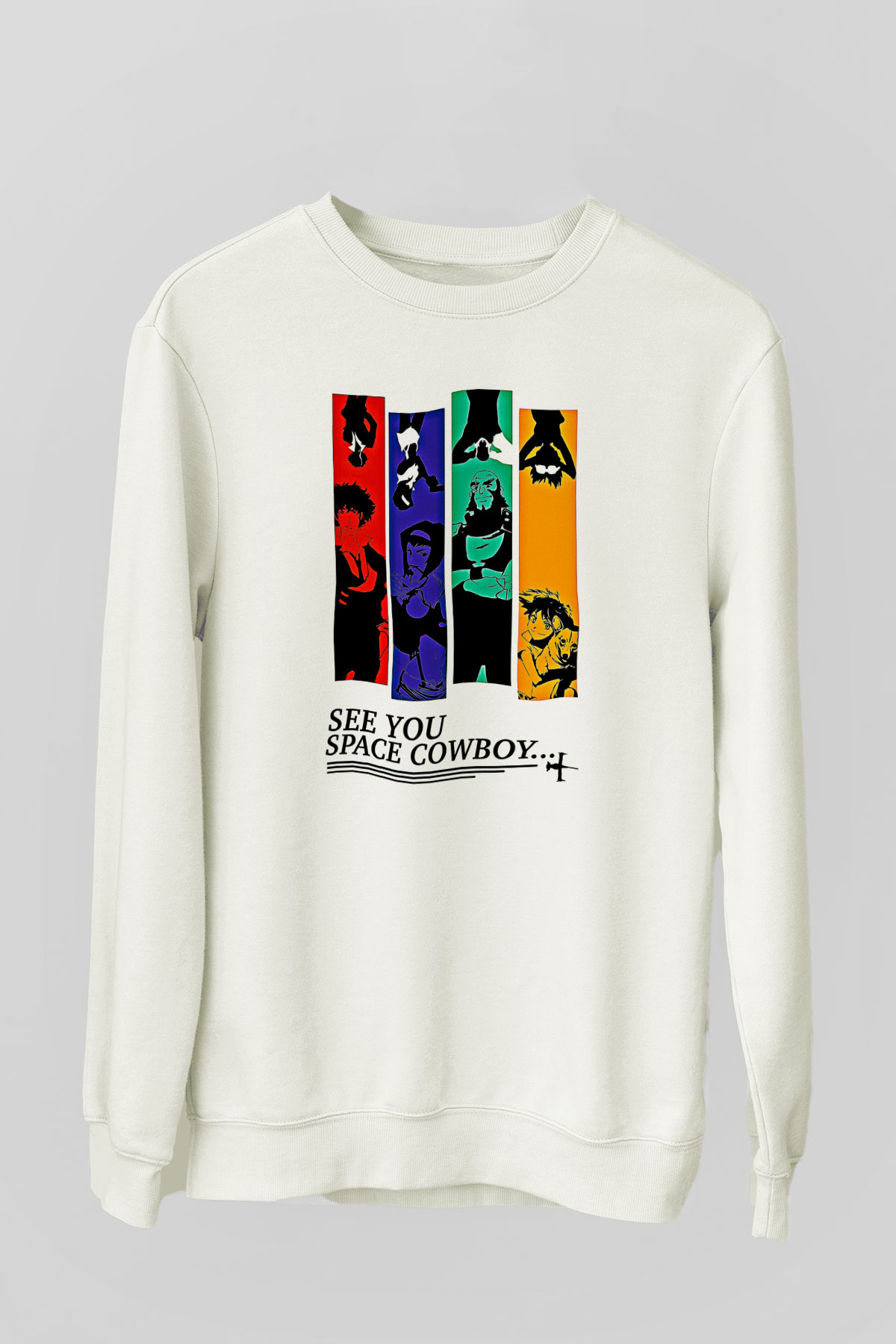 Cowboy Bebop Baskılı Beyaz Unisex Sweatshirt