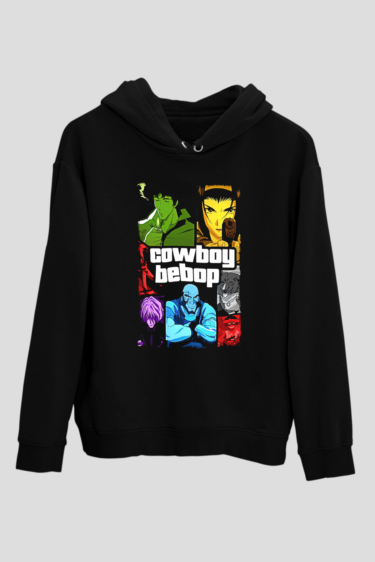 Cowboy Bebop Baskılı Unisex Siyah Hoodie
