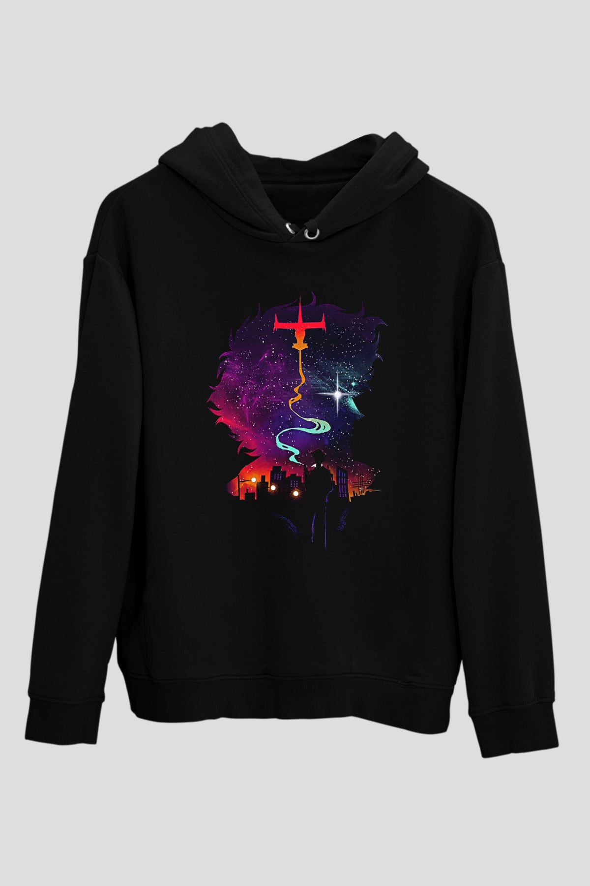 Cowboy Bebop Baskılı Unisex Siyah Hoodie