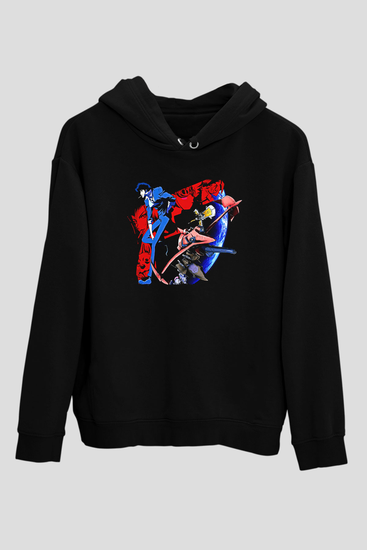 Cowboy Bebop Baskılı Unisex Siyah Hoodie