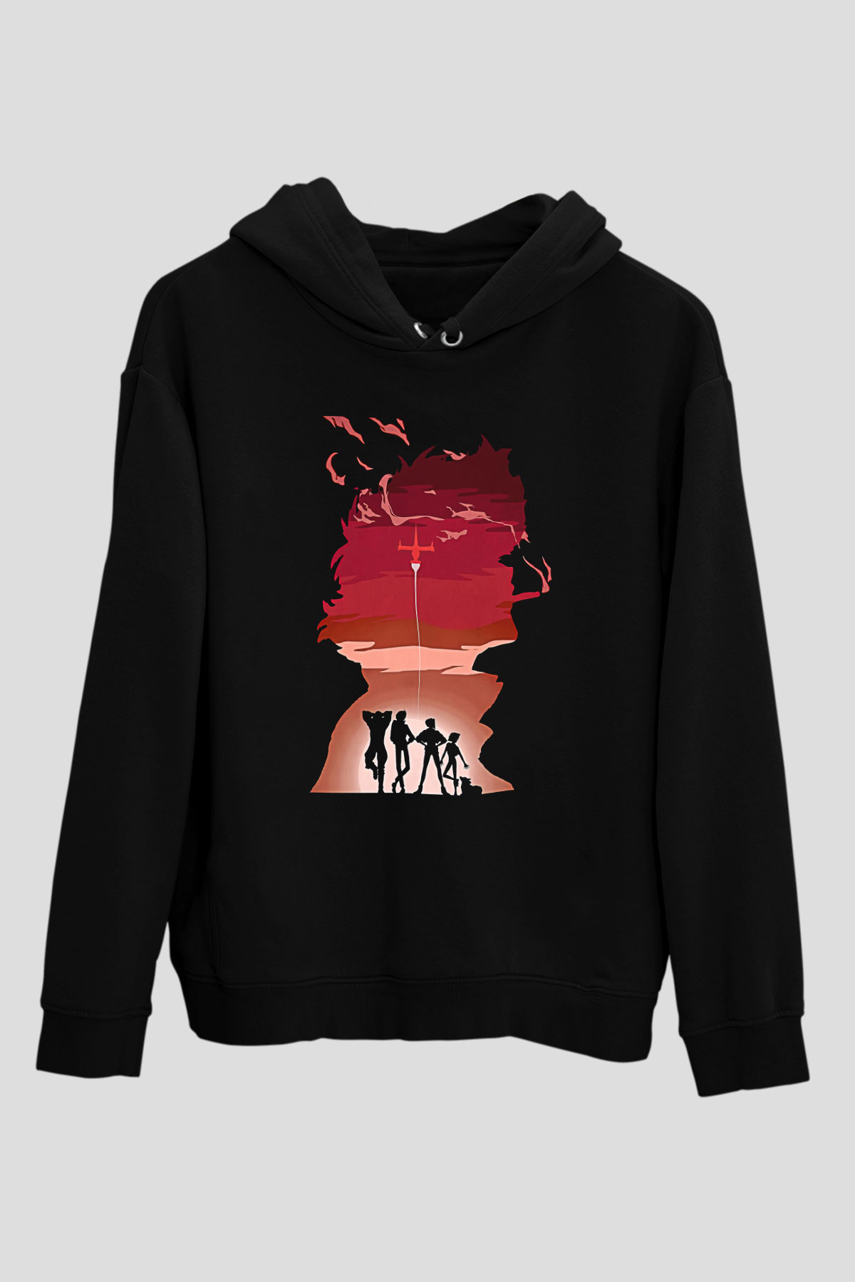 Cowboy Bebop Baskılı Unisex Siyah Hoodie