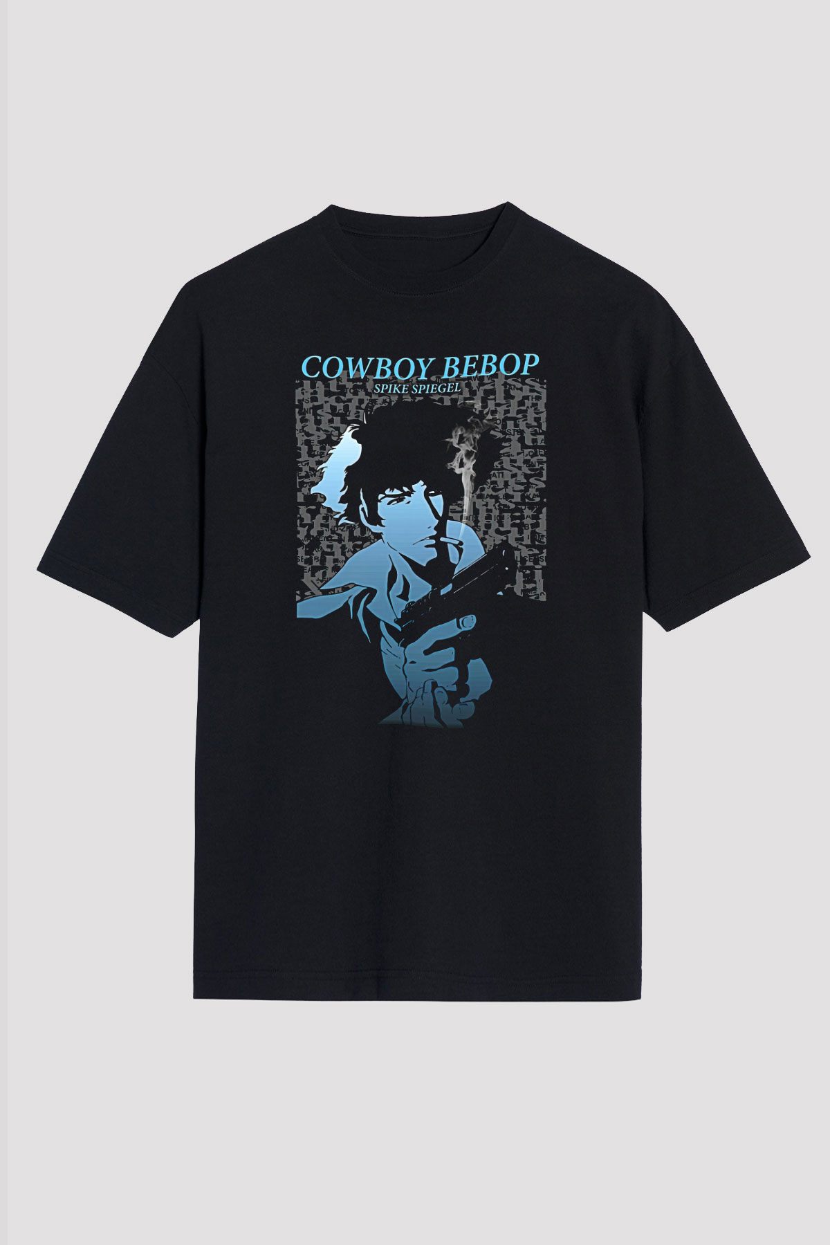 Cowboy Bebop Baskılı Unisex Siyah Oversize Tişört - Tshirt