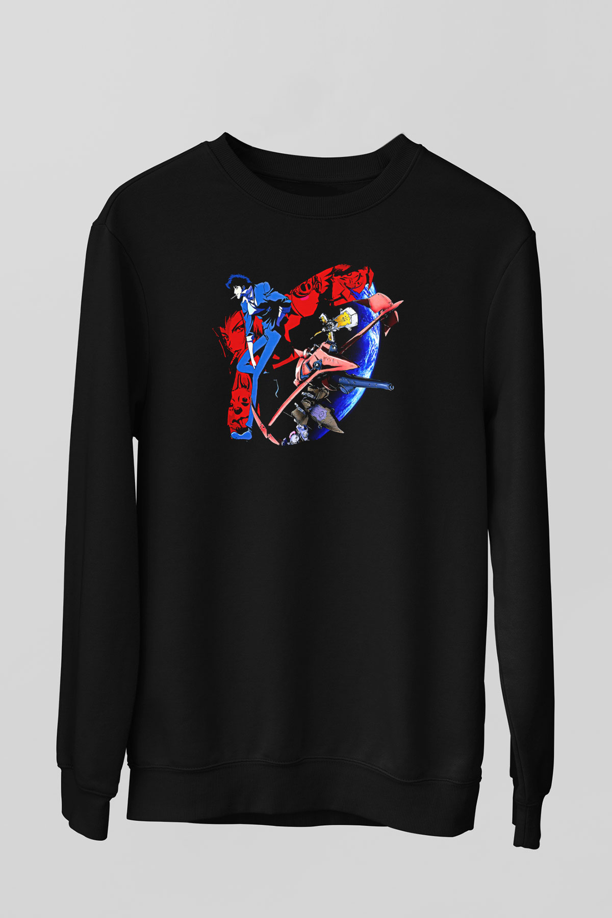 Cowboy Bebop Baskılı Unisex Siyah Sweatshirt