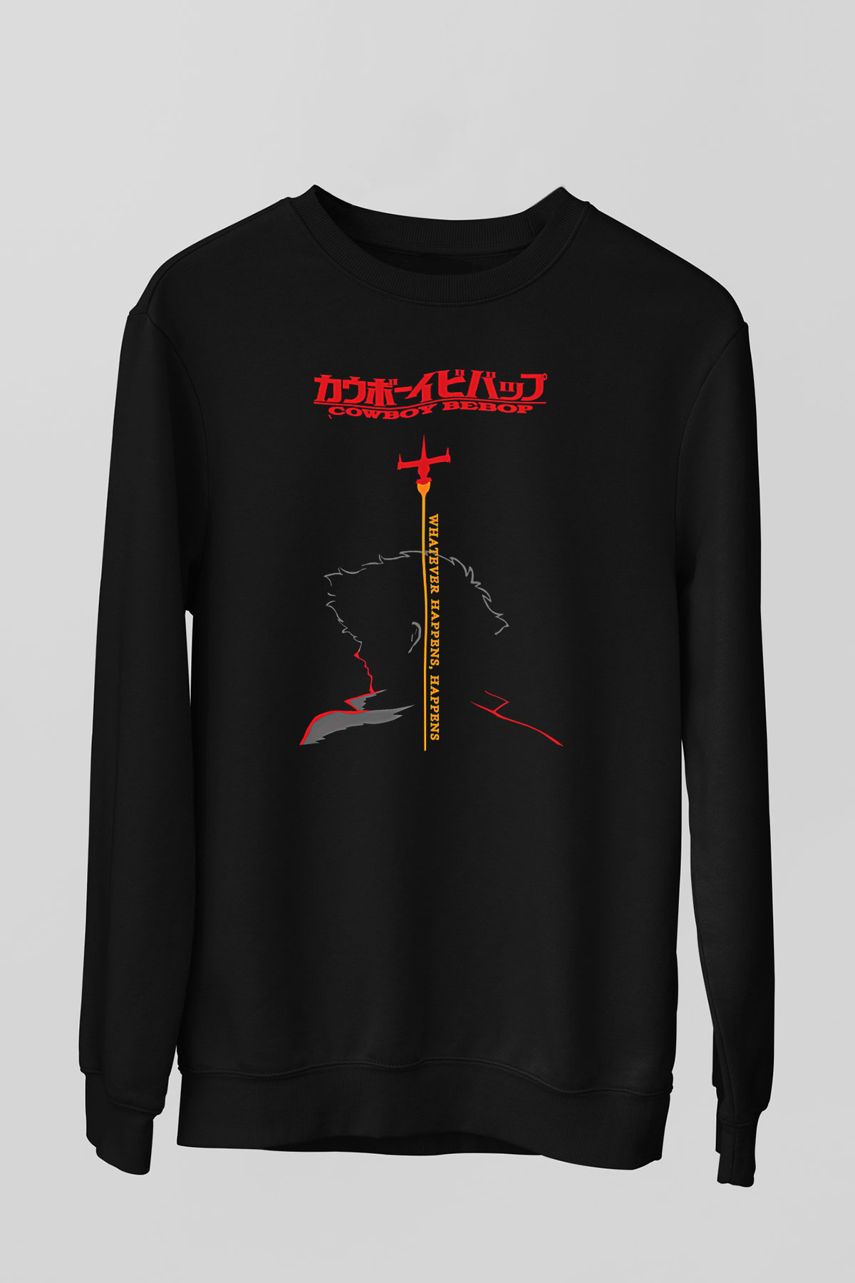 Cowboy Bebop Baskılı Unisex Siyah Sweatshirt