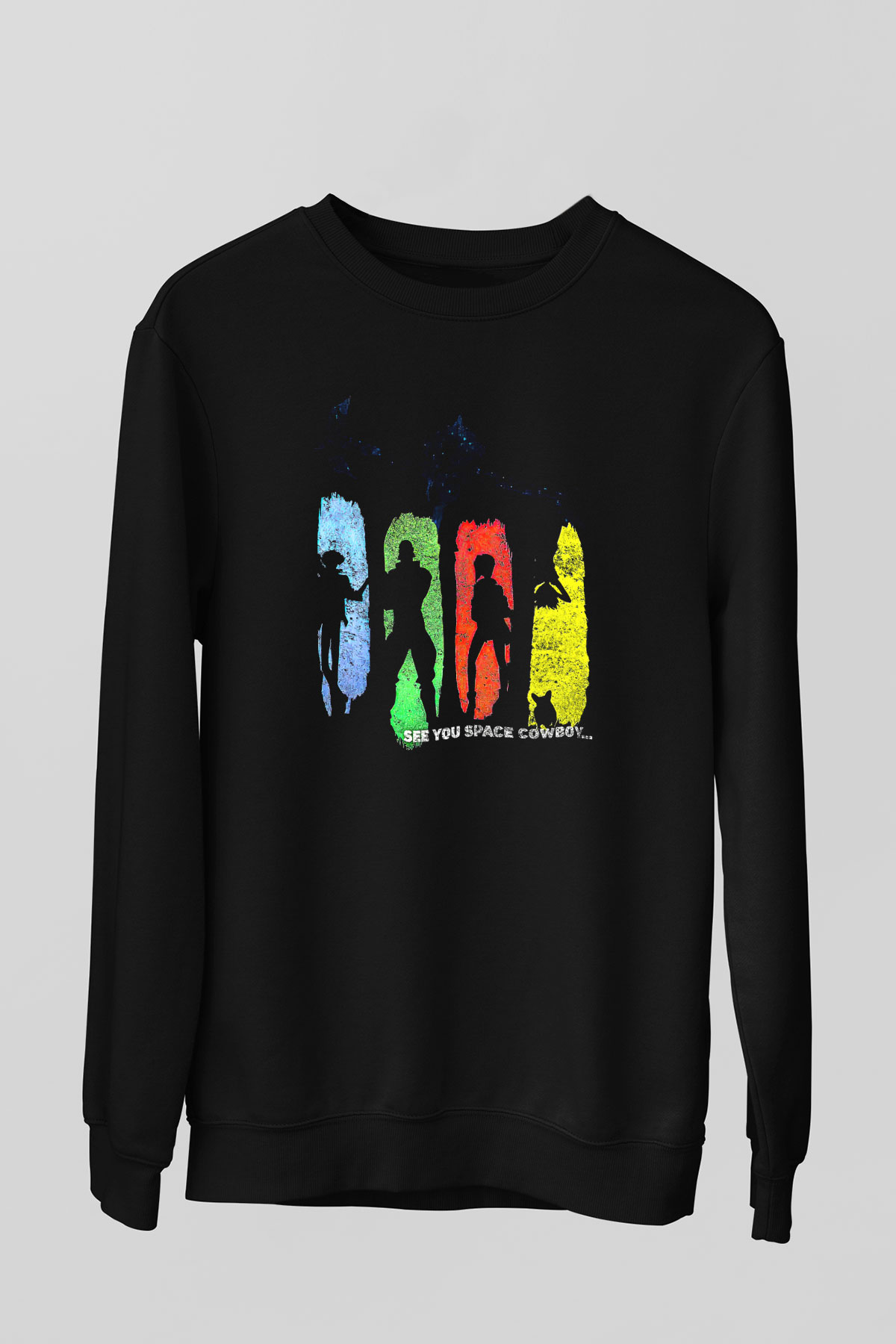 Cowboy Bebop Baskılı Unisex Siyah Sweatshirt