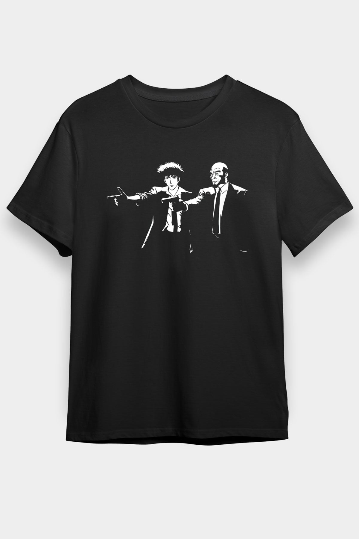 Cowboy Bebop Baskılı Unisex Siyah Tişört - Tshirt