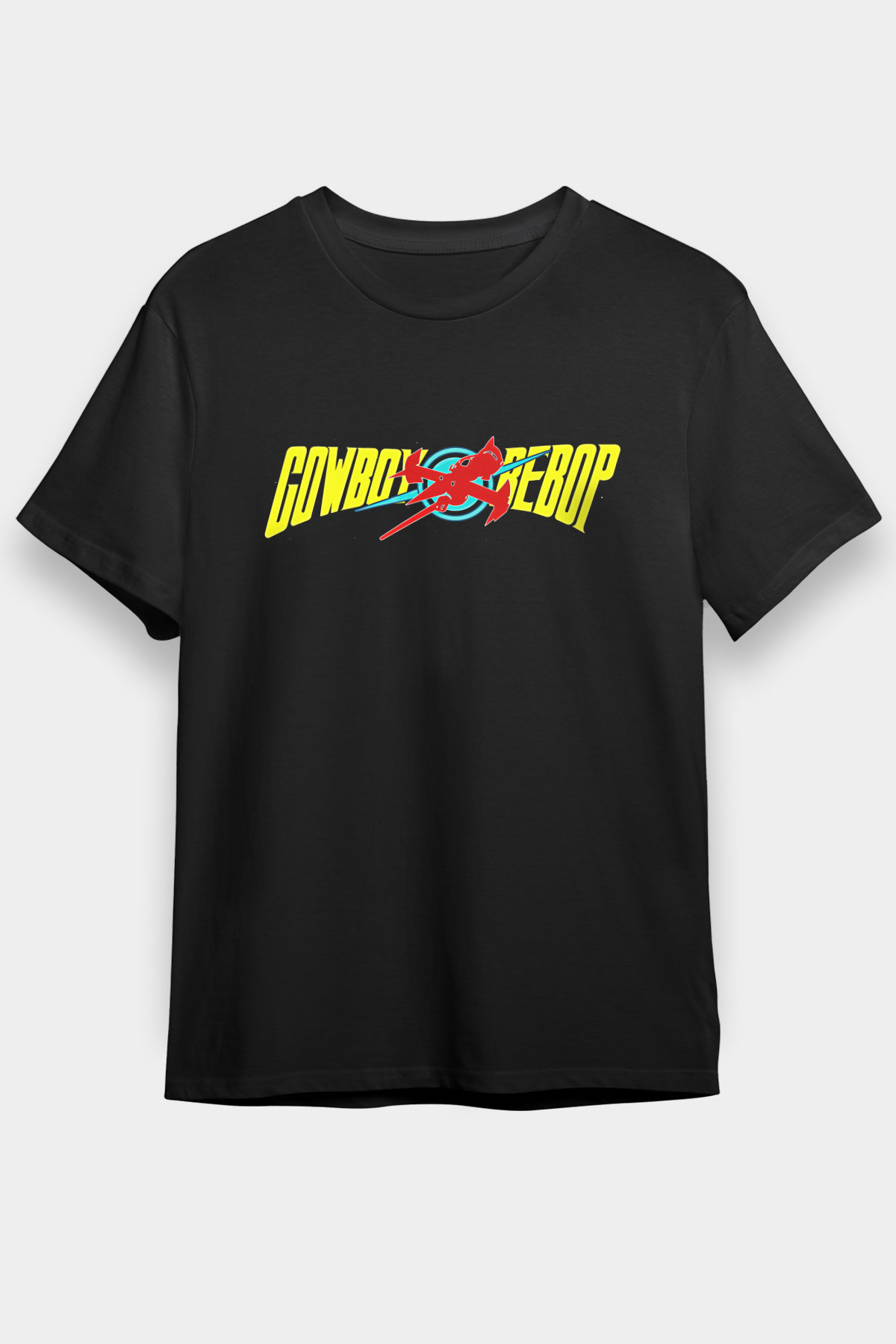 Cowboy Bebop Baskılı Unisex Siyah Tişört - Tshirt
