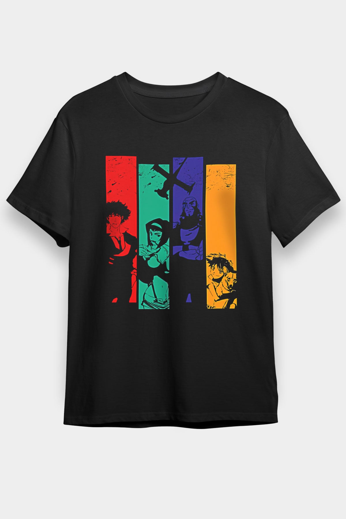 Cowboy Bebop Baskılı Unisex Siyah Tişört - Tshirt