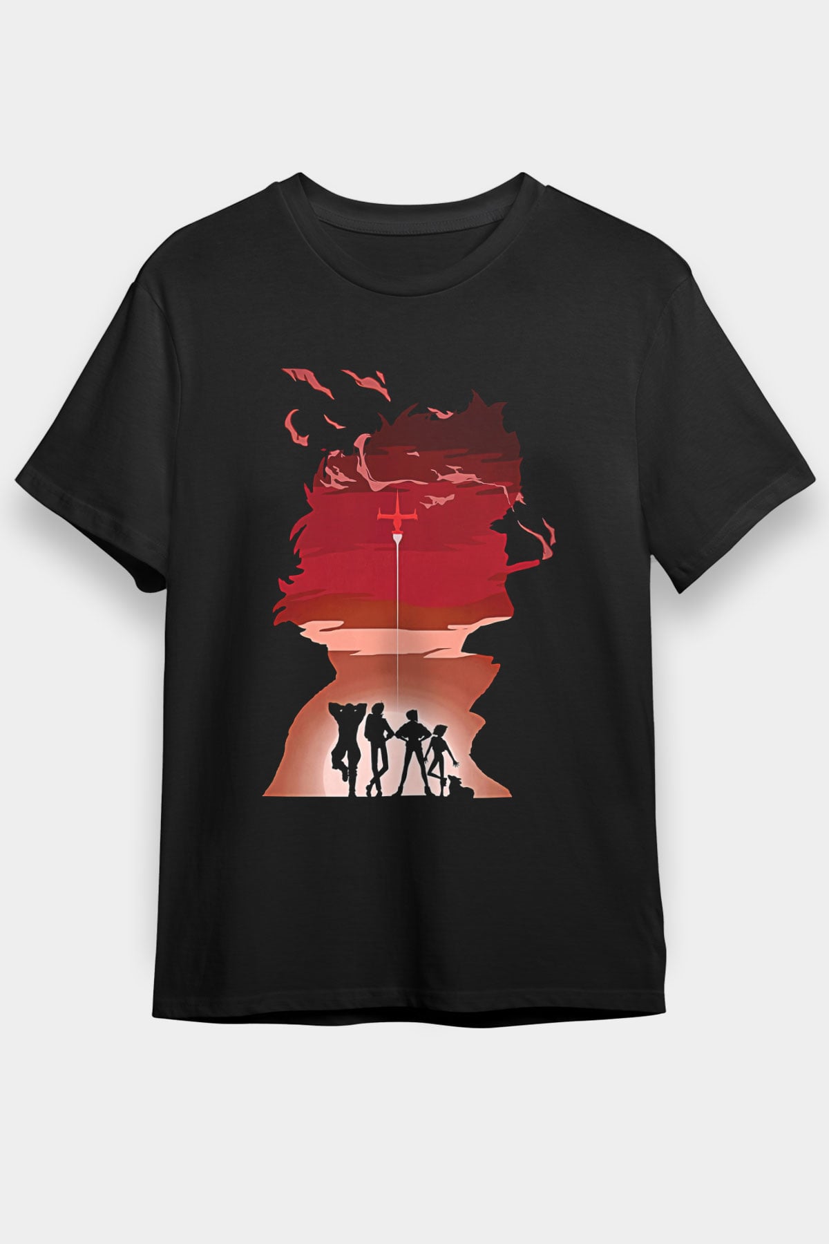 Cowboy Bebop Baskılı Unisex Siyah Tişört - Tshirt