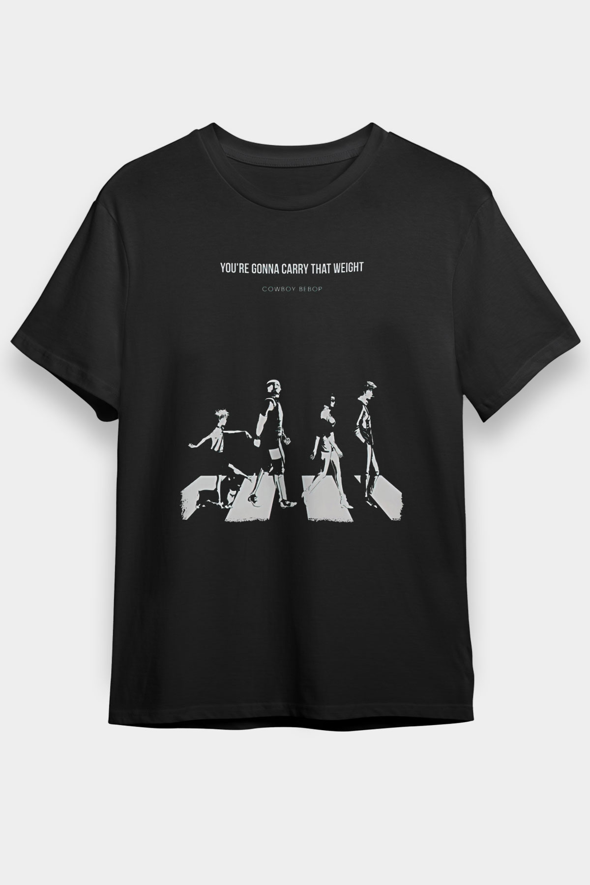 Cowboy Bebop Baskılı Unisex Siyah Tişört - Tshirt