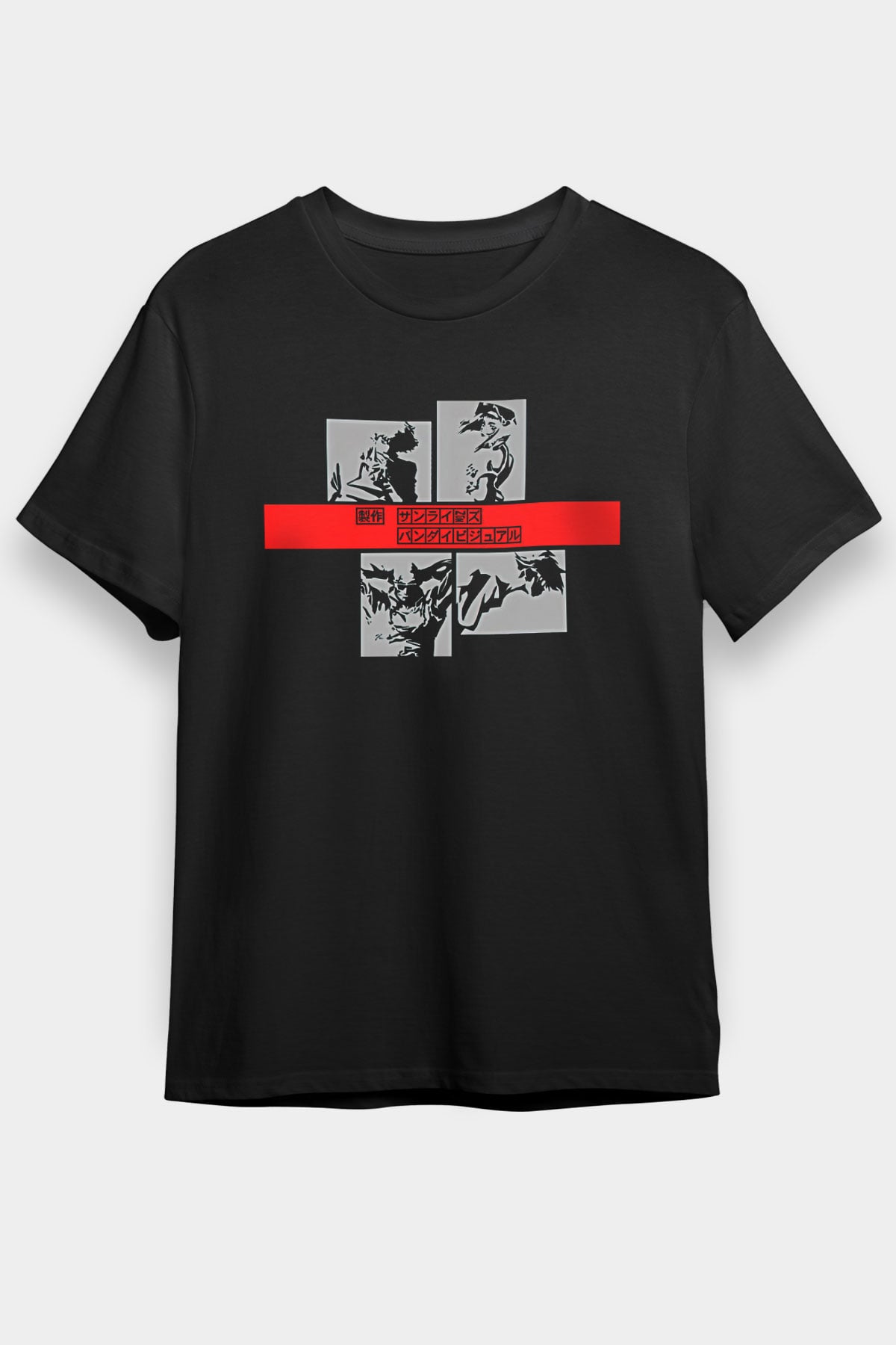 Cowboy Bebop Baskılı Unisex Siyah Tişört - Tshirt