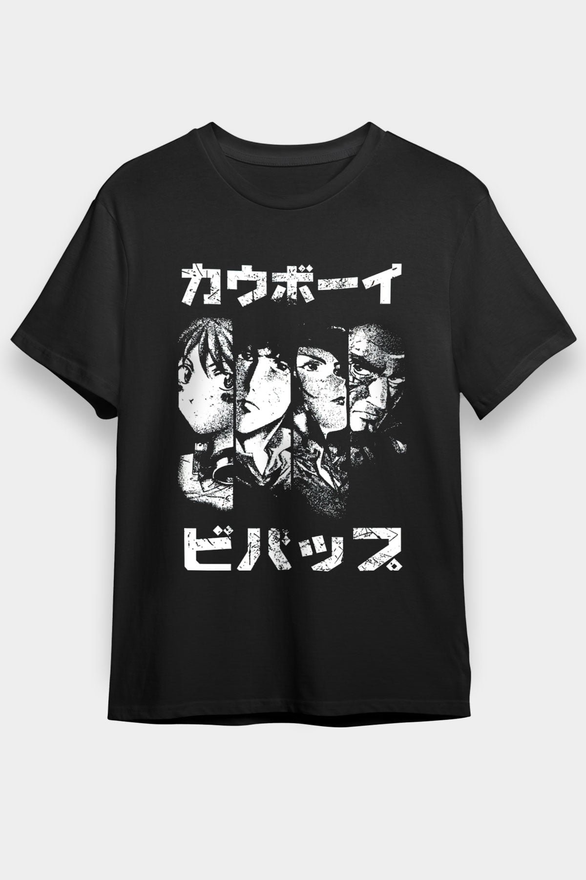 Cowboy Bebop Baskılı Unisex Siyah Tişört - Tshirt