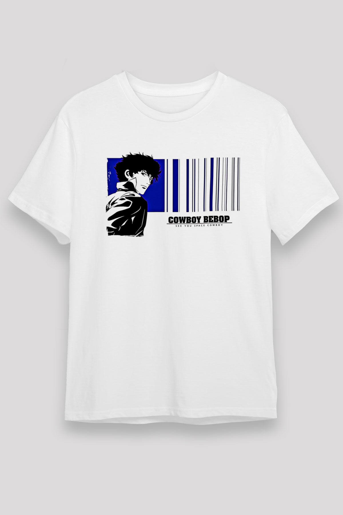 Cowboy Bebop Unisex Baskılı Beyaz Tişört - Tshirt
