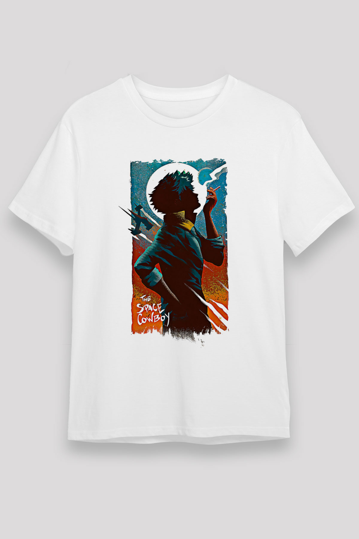 Cowboy Bebop Unisex Baskılı Beyaz Tişört - Tshirt