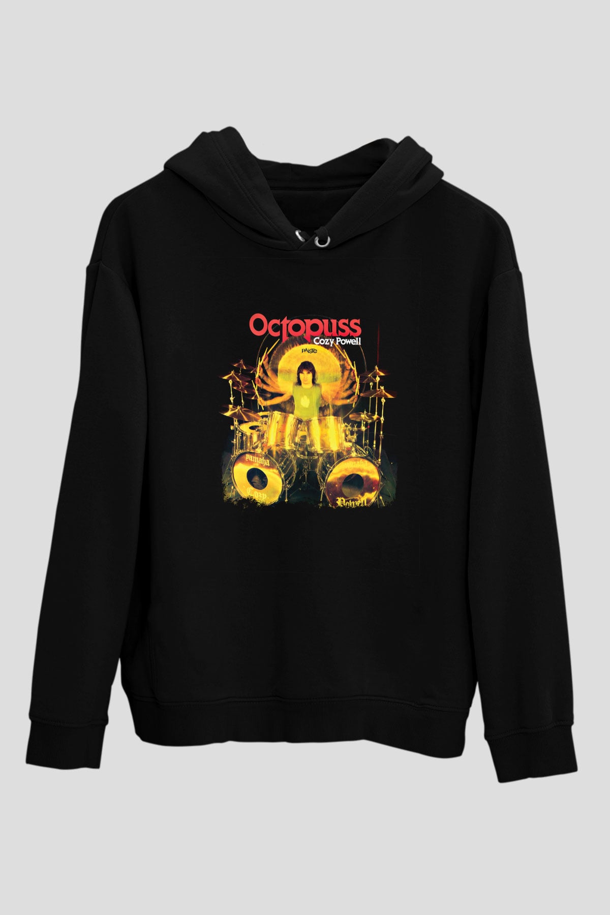 Cozy Powell Baskılı Unisex Siyah Hoodie