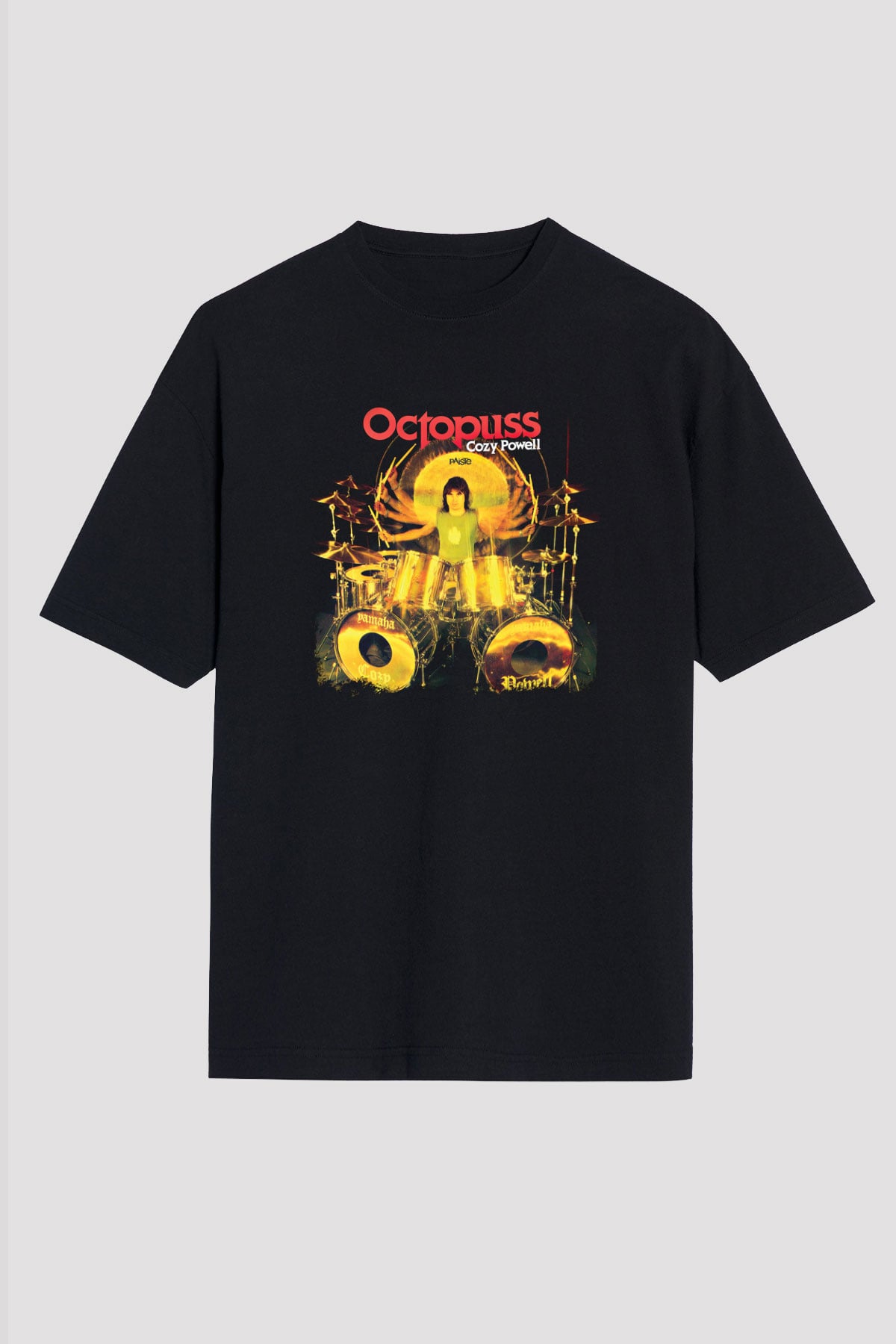 Cozy Powell Baskılı Unisex Siyah Oversize Tişört