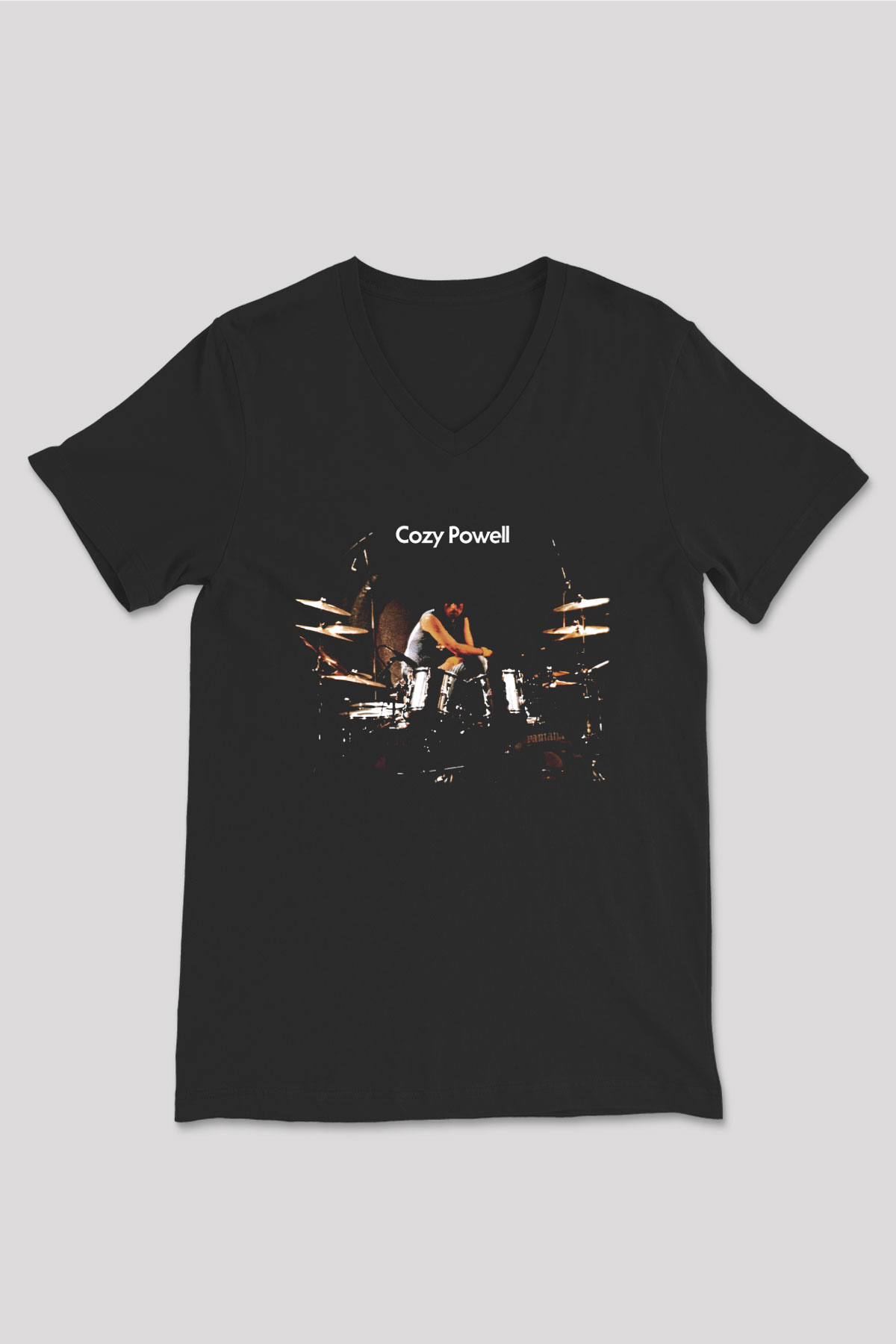 Cozy Powell Siyah Unisex V Yaka Tişört T-Shirt