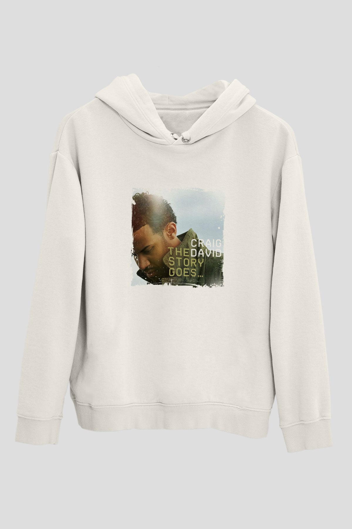 Craig David Baskılı Unisex Beyaz Kapüşonlu Sweatshirt