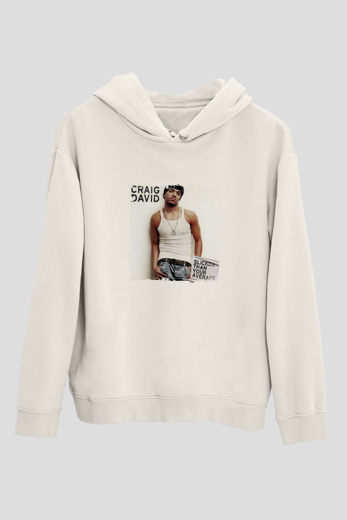 Craig David Baskılı Unisex Beyaz Kapüşonlu Sweatshirt
