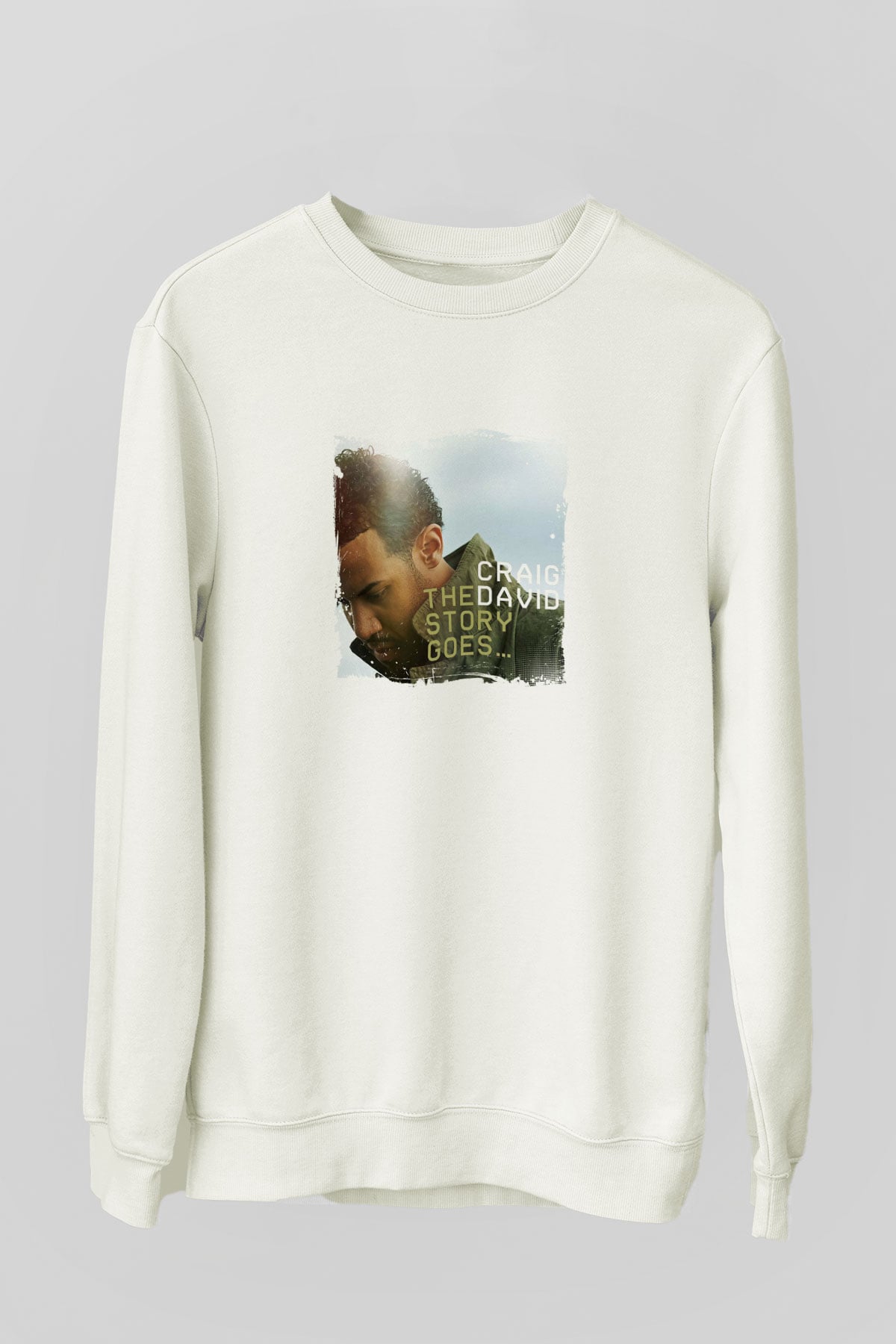 Craig David Baskılı Unisex Beyaz Sweatshirt