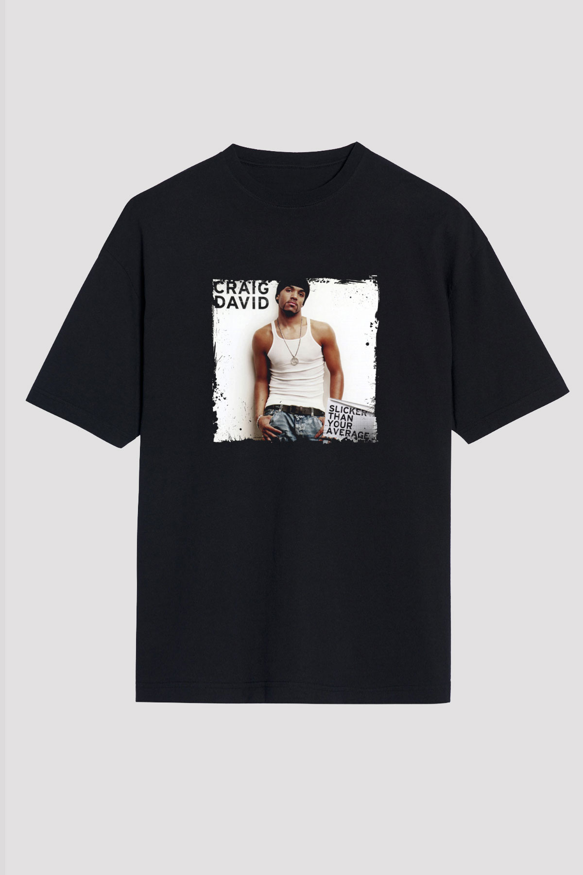 Craig David Baskılı Unisex Oversize Siyah Tişört