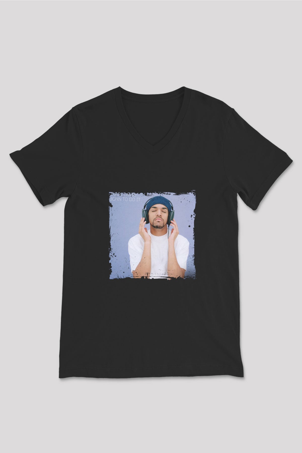 Craig David Baskılı Unisex Siyah V Yaka Tişört